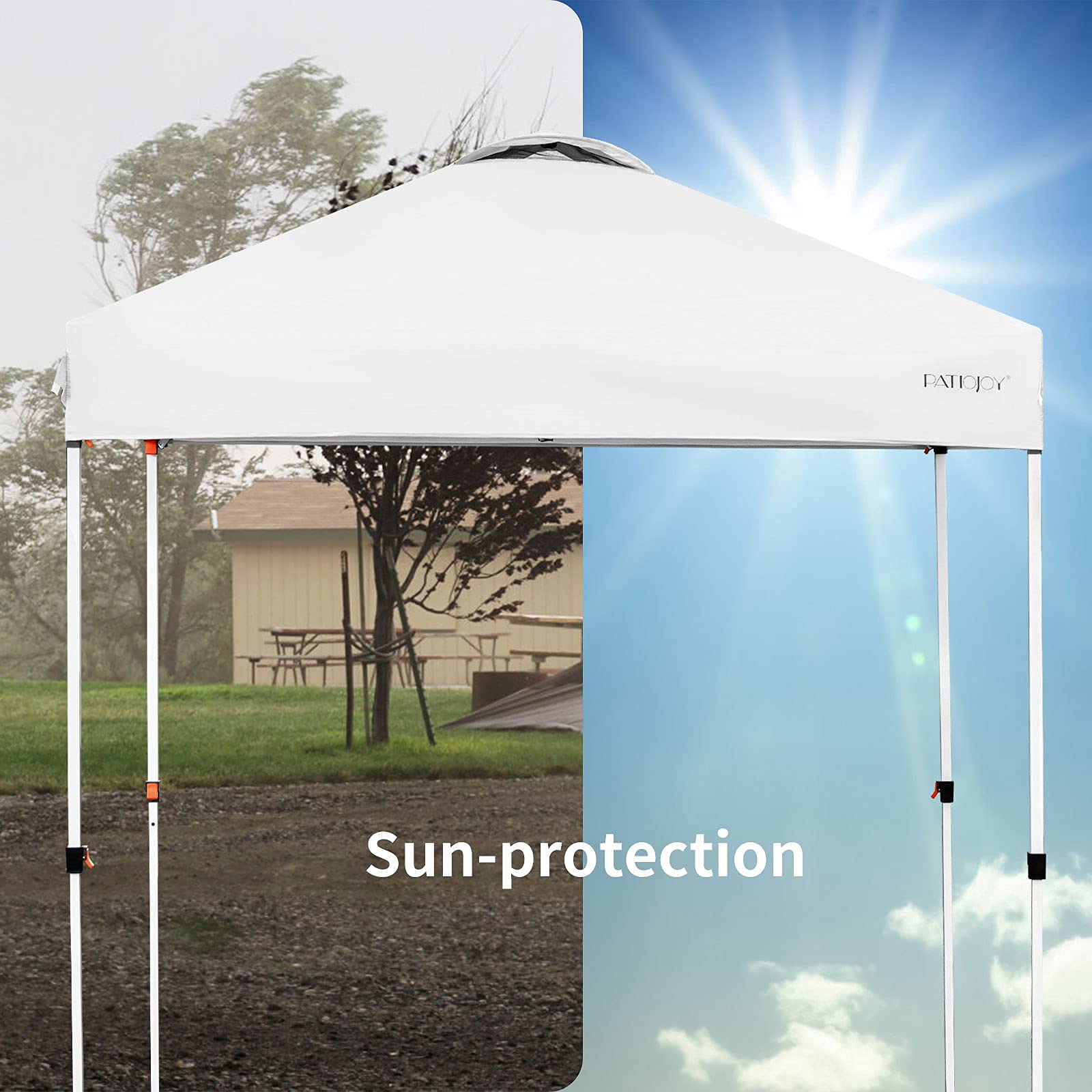 **Tangkula 6.6' x 6.6' White Outdoor Pop-Up Canopy Tent – Adjustable Height, Instant Setup, Includes Portable Roller Bag & 4 Weight Bags – Perfect for Camping, Beach, Picnics, Parties, and Outdoor Events**