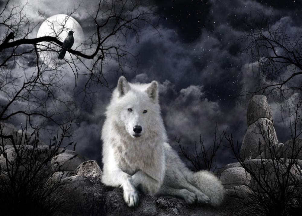 YU GONG FANG® 5000-Piece Moon Night Lone Wolf Jigsaw Puzzle - Challenging Adult Puzzle for Stress Relief & Family Bonding | Perfect for Home Decor, Educational Activity & Relaxation
