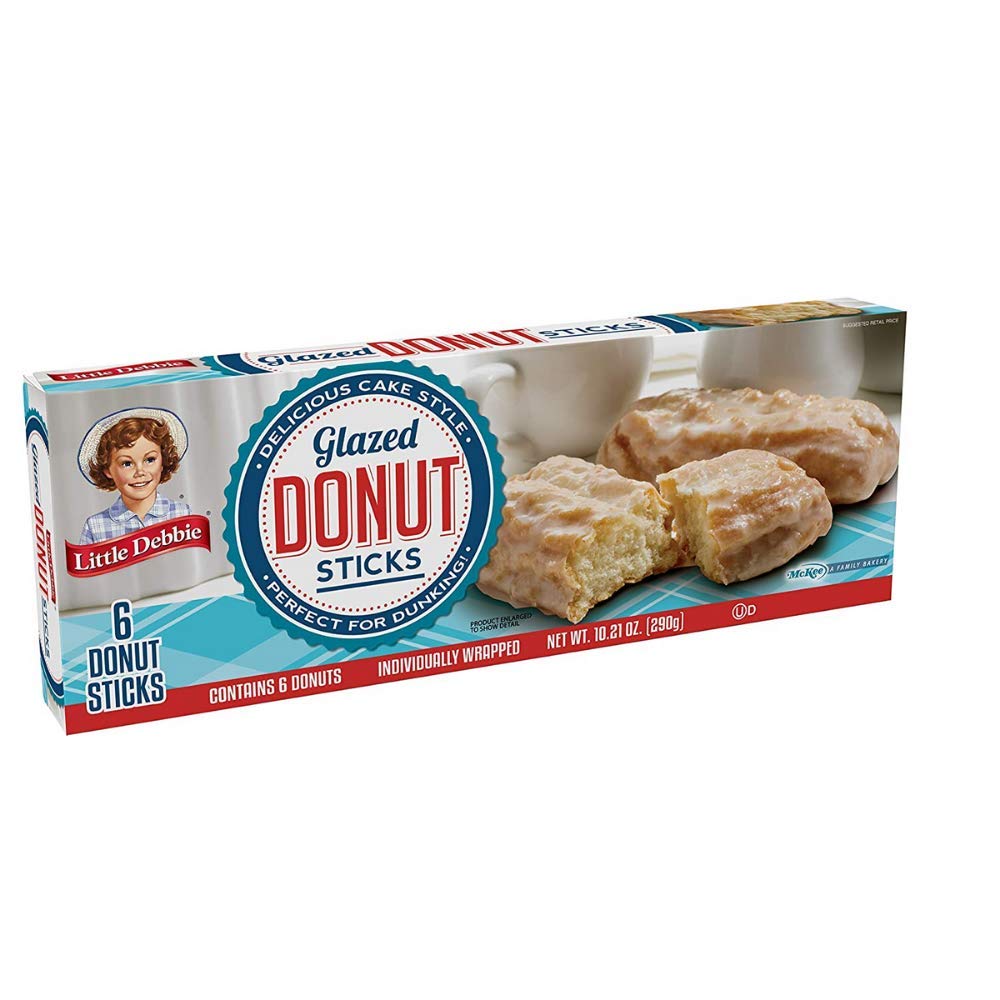 Little Debbie Snacks Donut Sticks - 6 Count Box (4 Pack) | Delicious Glazed Donut Snacks for Breakfast, Office Treats & Kids Lunch Boxes