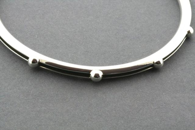 Oxidized Sterling Silver Beaded Bangle Bracelet - Elegant Handmade Jewelry for Women, Perfect for Parties & Special Occasions