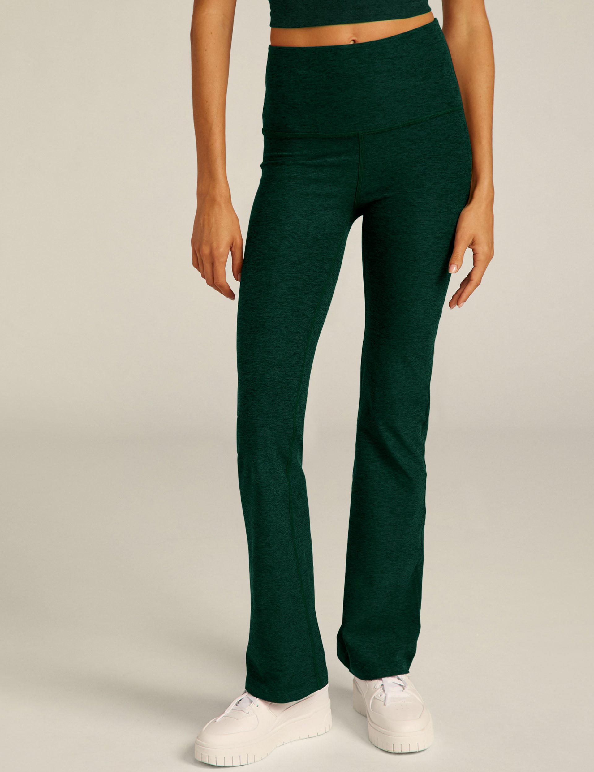 Spacedye High Waisted Bootcut Yoga Pants for Women - Soft Stretchy Workout Leggings, Spruce Green Heather | Perfect for Yoga, Pilates, Gym & Lounge Wear