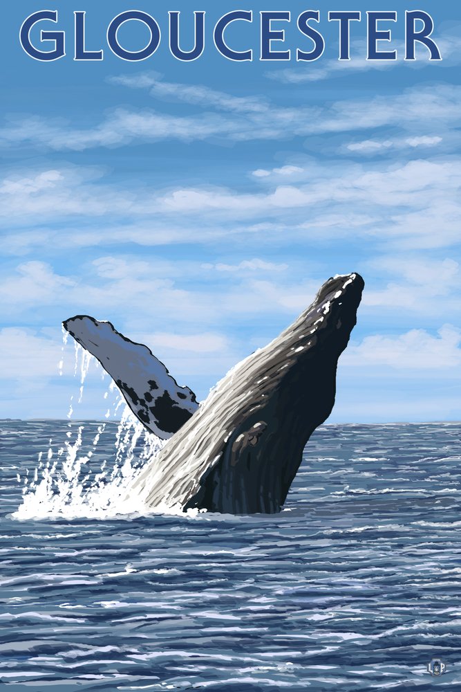 Humpback Whale Metal Wall Art - 12x18 Gallery Quality Aluminum Decor for Home & Office - Gloucester, MA Inspired Coastal Theme