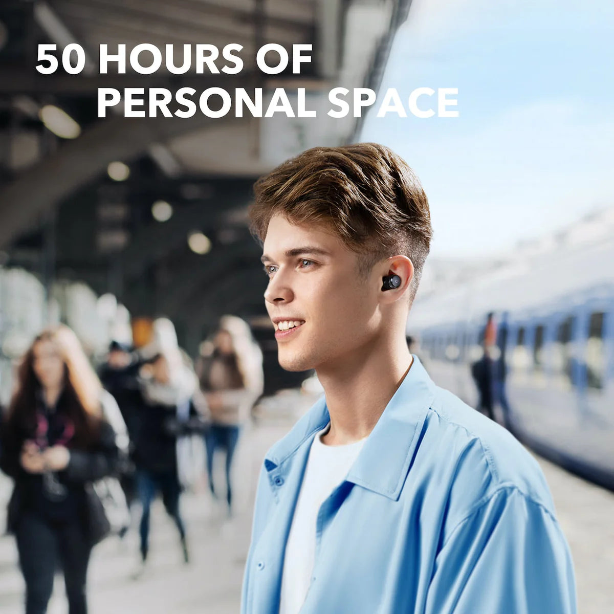 Space A40 Wireless Earbuds with Active Noise Cancelling, 50H Playtime, Bluetooth 5.3 - Perfect for Travel, Workouts & Daily Commute