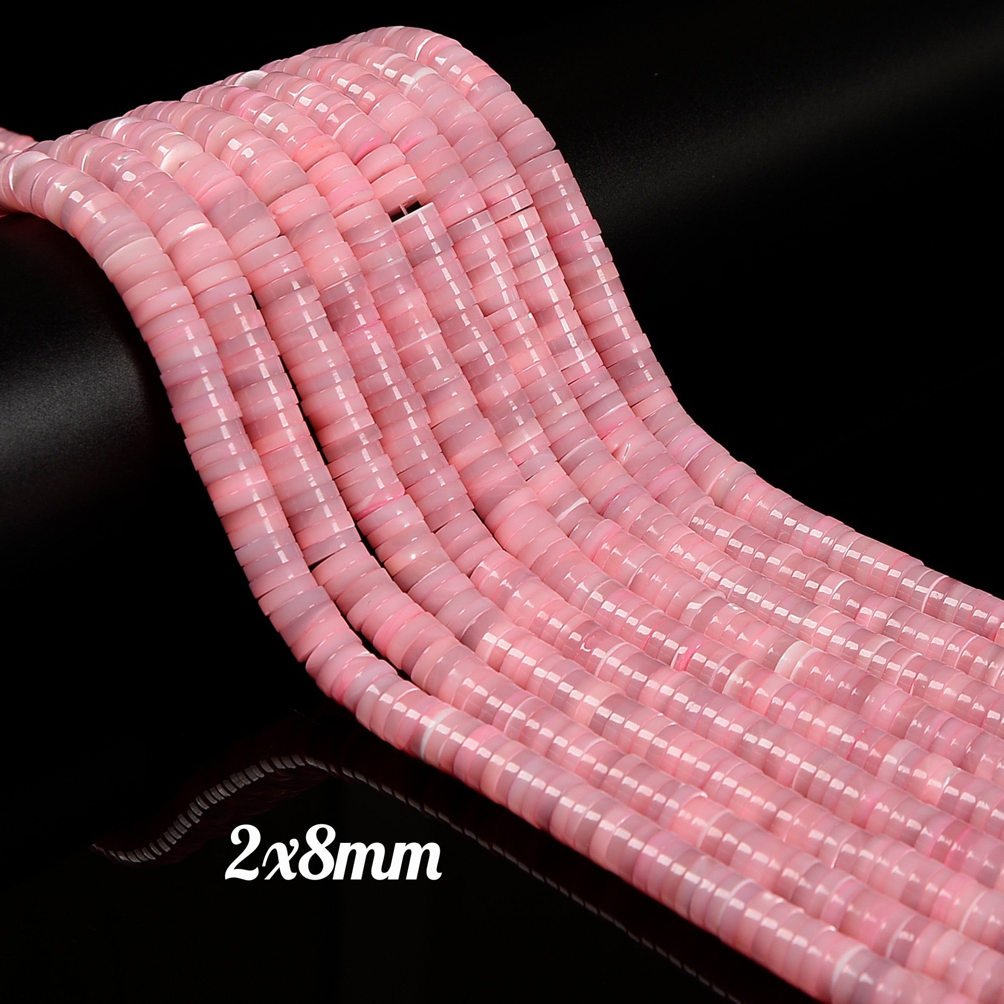 Natural Pink Mother of Pearl MOP Shell Heishi Disc Beads 2x4mm 2x6mm 2x8mm - 15.5 Inch Strand for Jewelry Making, DIY Bracelets & Necklaces - Perfect for Boho, Beach & Summer Fashion Accessories