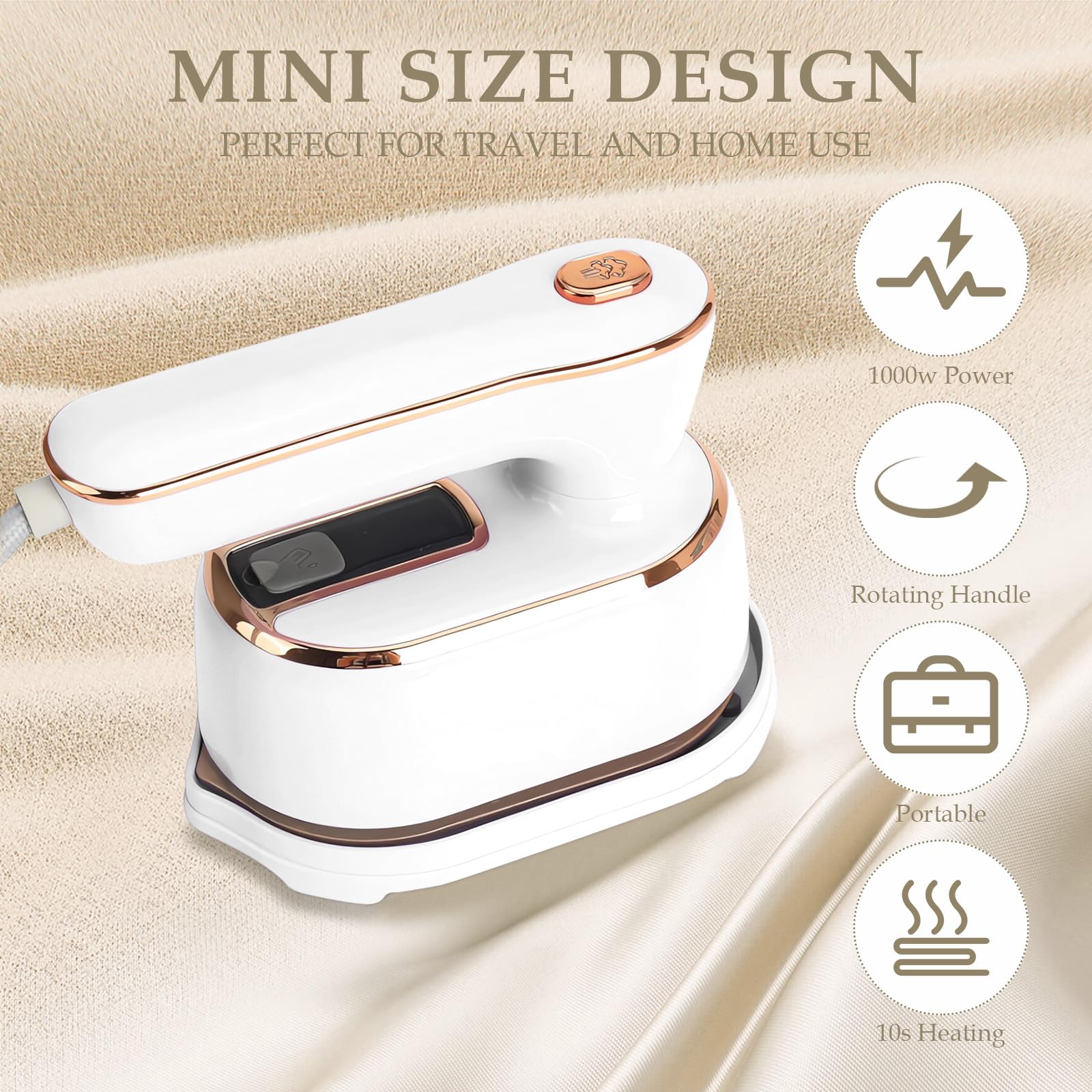 Portable Mini Travel Steamer for Clothes - 5-Second Quick Heat Handheld Garment Steamer, Compact Fabric Steam Iron for Home, Office & Travel Essentials - Perfect for Wrinkles Removal & Outfit Refresh (White)