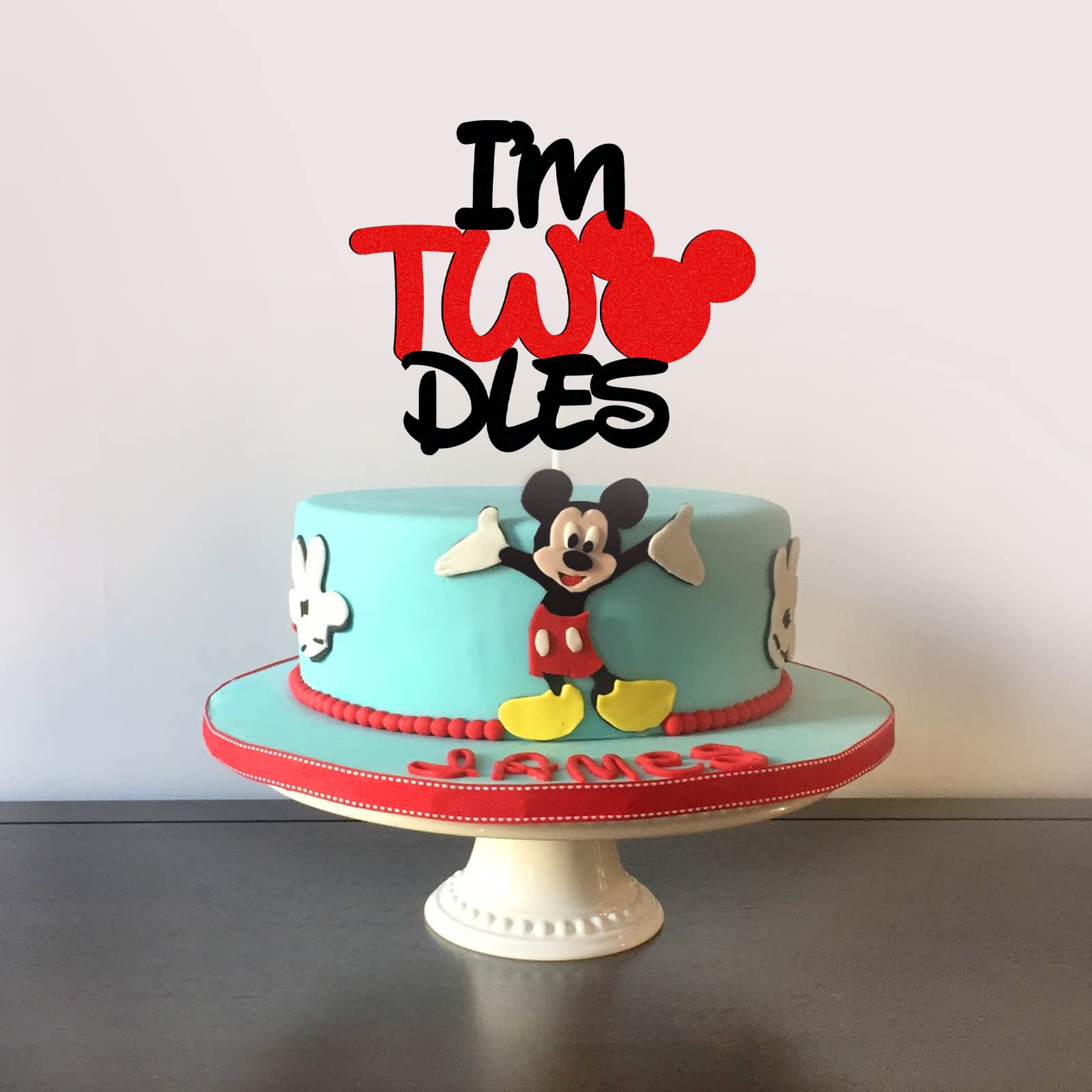 2nd Birthday Cake Topper - I'm Two Mouse Cake Decorations for 2 Year Old Themed Party | Perfect for Toddler Birthday Celebrations, Baby Showers & Disney-Inspired Events