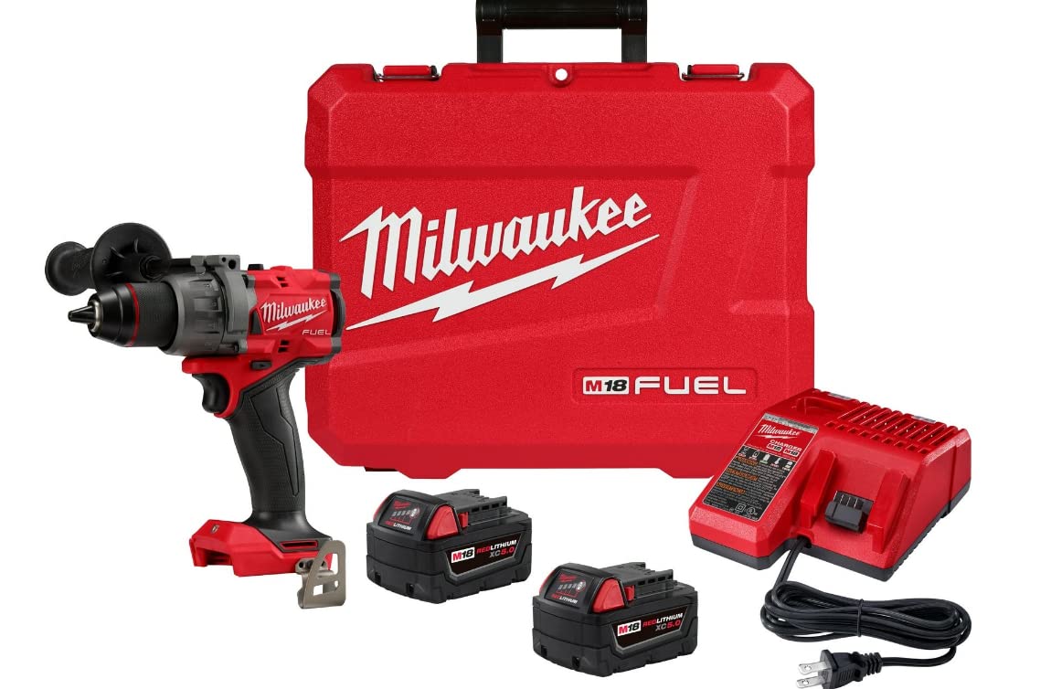 Milwaukee M18 FUEL 18V Cordless 1/2 Inch Drill Driver Kit with Battery and Charger - Powerful Electric Drill for Woodworking, Metal Drilling & DIY Home Projects