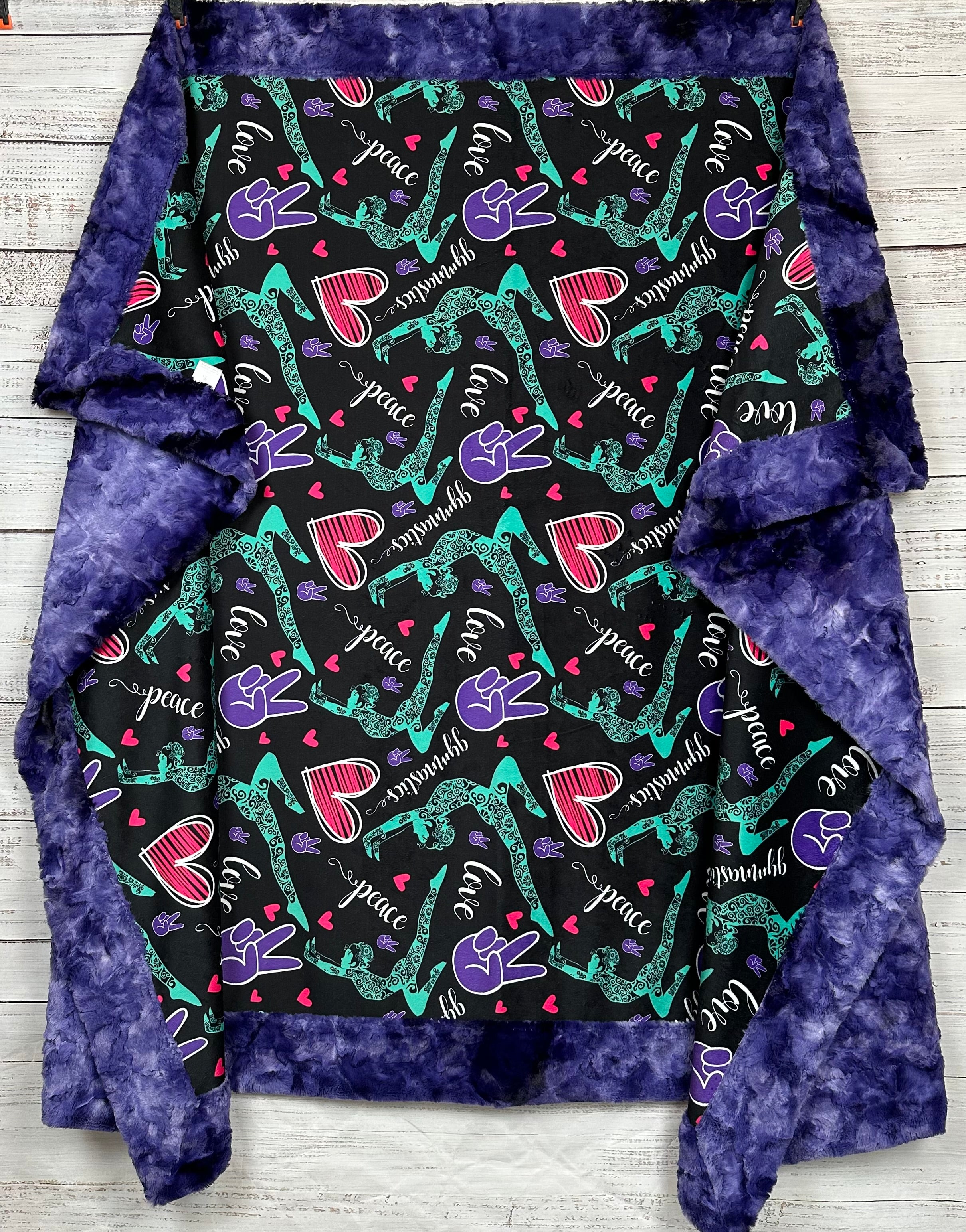 Premium Purple Luxe Large 55x79 Inch Minky Blanket for Gymnastics - Soft & Cozy Throw for Home, Gym, and Sports Recovery