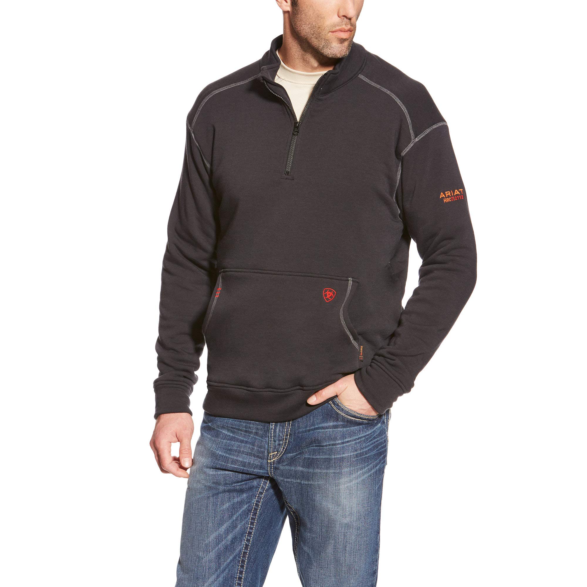 ARIAT Men's FR Polartec Fleece 1/4 Zip Pullover - Flame Resistant Work Shirt for Outdoor Jobs & Cold Weather Activities
