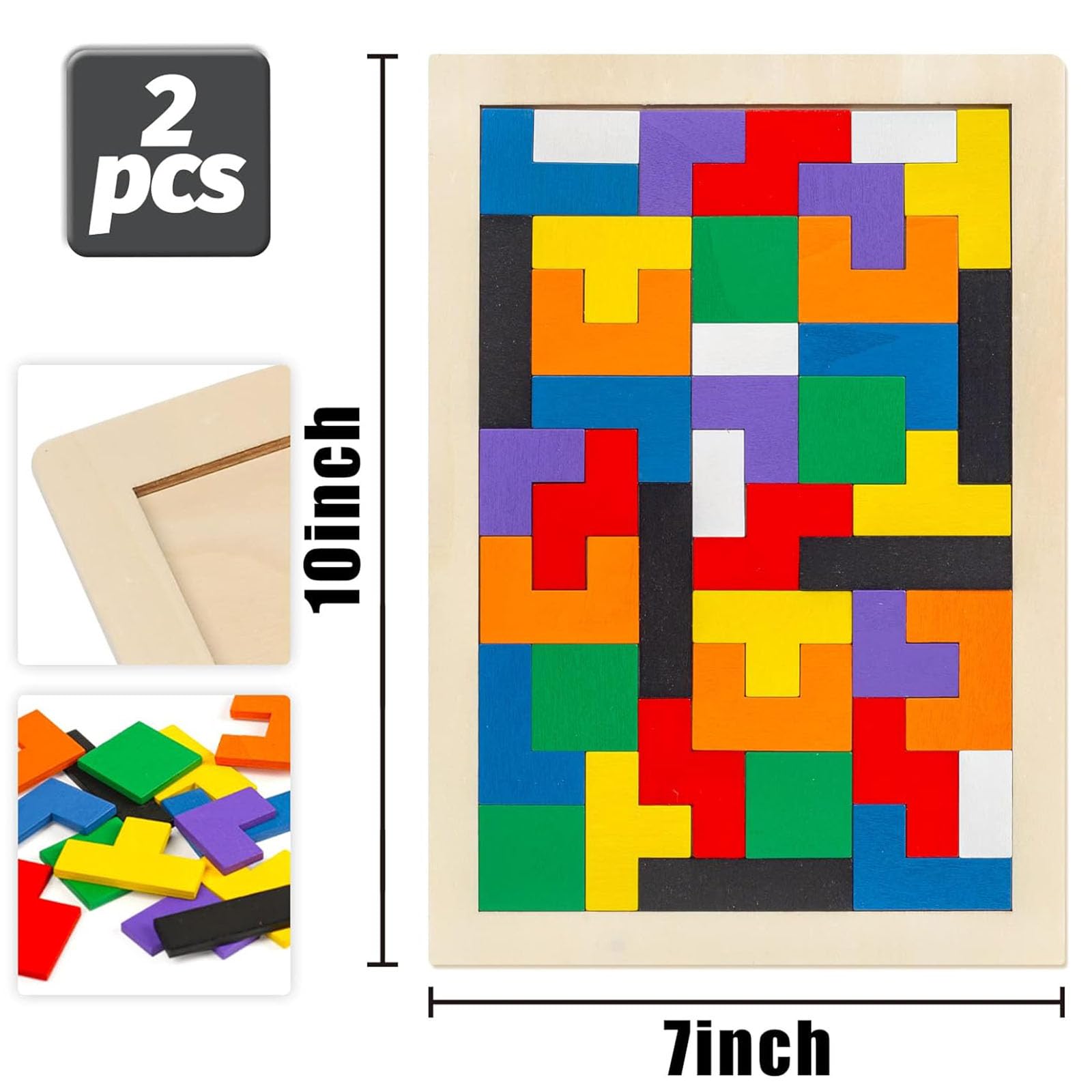 3 Otters Wooden Blocks Puzzle - Russian Brain Teaser & Montessori STEM Toys for Kids Ages 4-6 - Educational Gift Set (2 Pack) - Perfect for Birthday Presents, Classroom Activities & Stocking Stuffers
