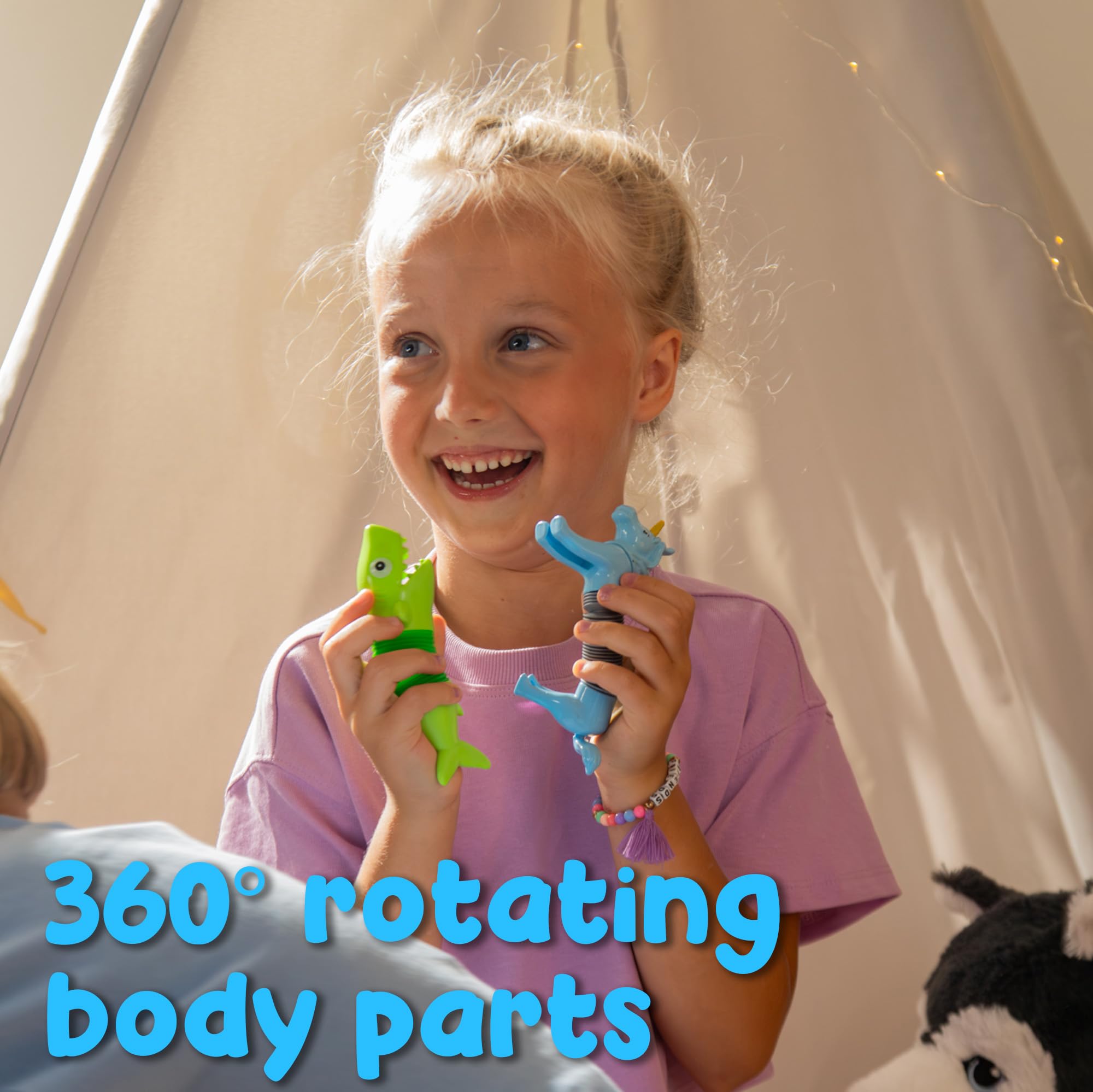 **Boxgear 5-Pack Mixed Animal Pop Tubes - Cute Sensory Fidget Toys for Kids, Stress Relief & Anxiety Relief with Popping Sounds - Fun Spring Toys for Toddlers, Boys & Girls - Perfect for Classroom, Travel, and Home Play**