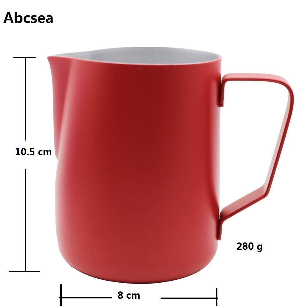 Stainless Steel Milk Frothing Pitcher 600ml/20oz - Espresso Steaming Jug for Latte Art, Coffee Frother Cup, Barista Tools (Red) - Perfect for Home & Café Use