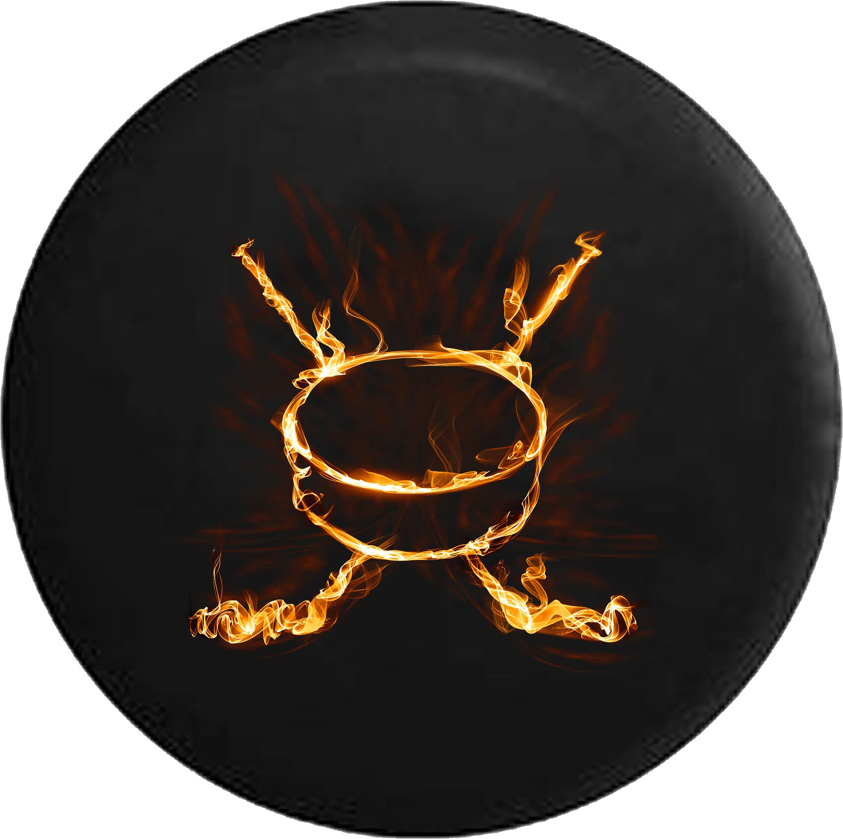 31 Inch Black Flaming Hockey Spare Tire Cover - Durable & Weatherproof for Trucks, SUVs & RVs (Perfect for Outdoor Adventures & Road Trips)