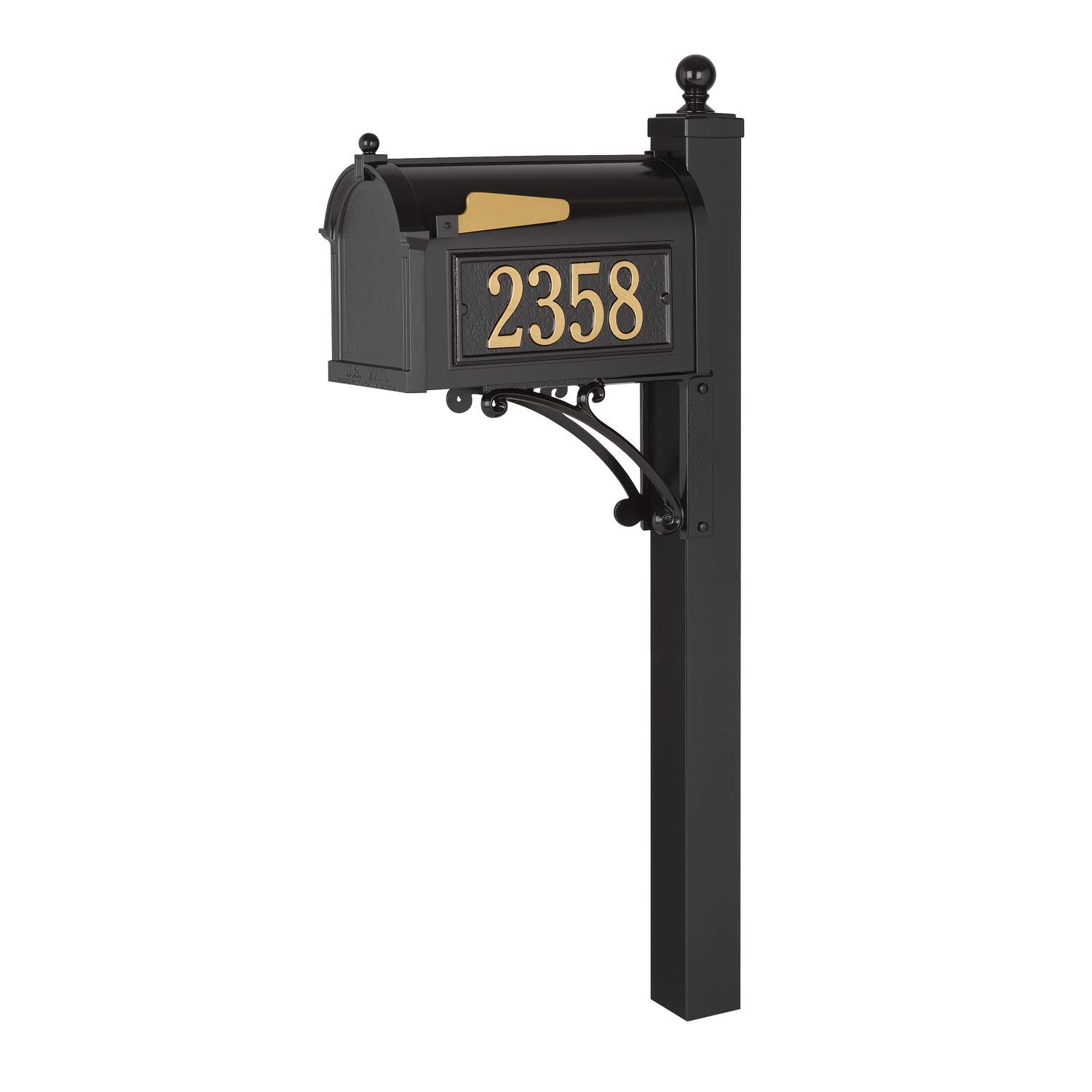 Whitehall Products 16536 Deluxe Mailbox Package in Black - Durable Weather-Resistant Mailbox for Home & Business Use