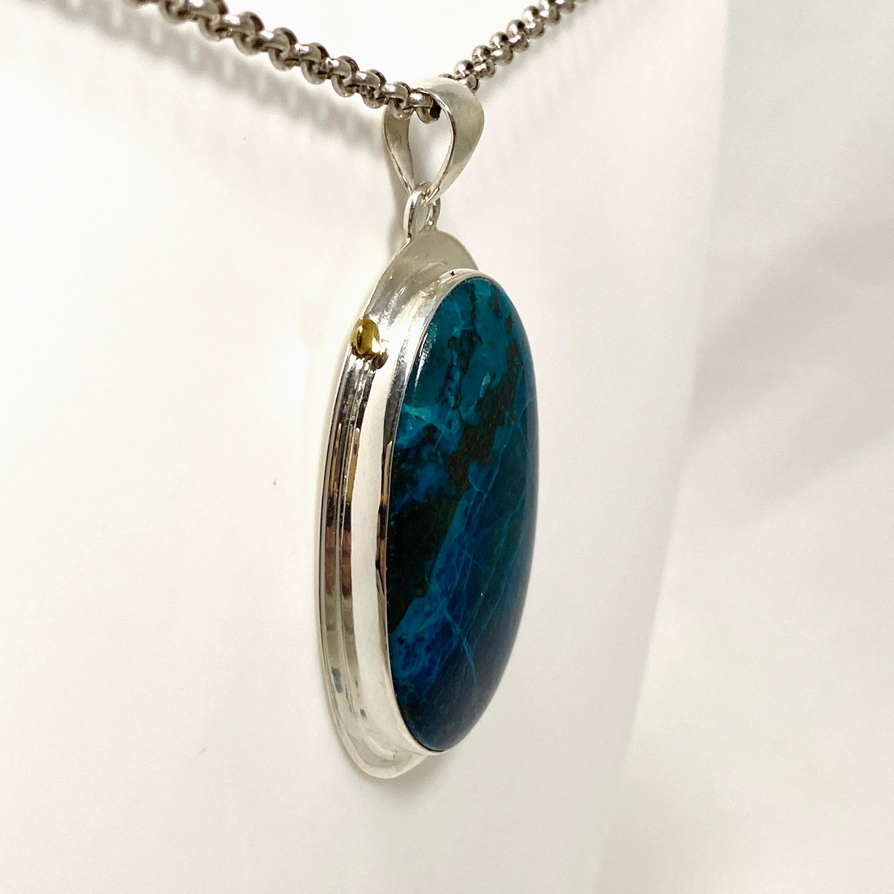 Shattuckite Oval Pendant Necklace - Handcrafted Gemstone Jewelry KPGJ4418 for Women, Gift for Her, Spiritual Healing & Meditation Accessory