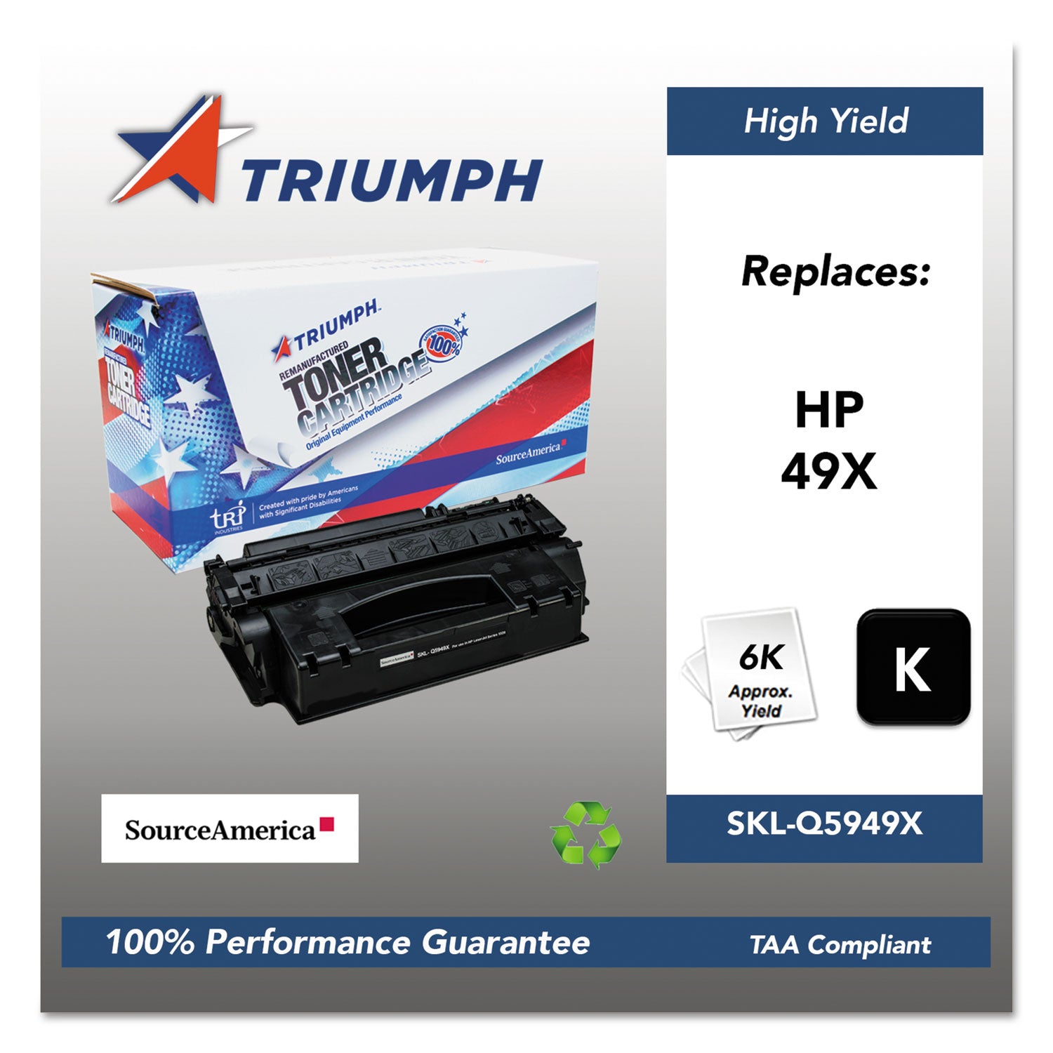 Remanufactured Q5949X (49X) High Yield Black Toner Cartridge - 6000 Page Yield - Compatible with HP Printers - Ideal for Office & Home Printing