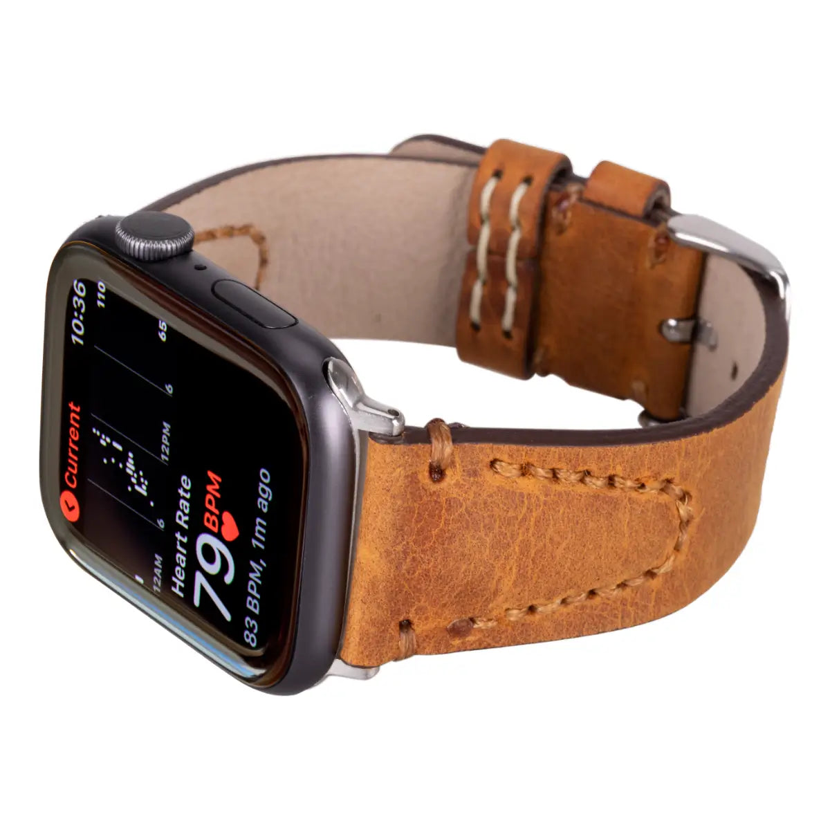 Premium Camel Brown Leather Sport Band for Apple Watch - Durable & Stylish Strap for Workouts & Everyday Wear (Avila Collection) - Perfect for Gym, Office & Casual Outings