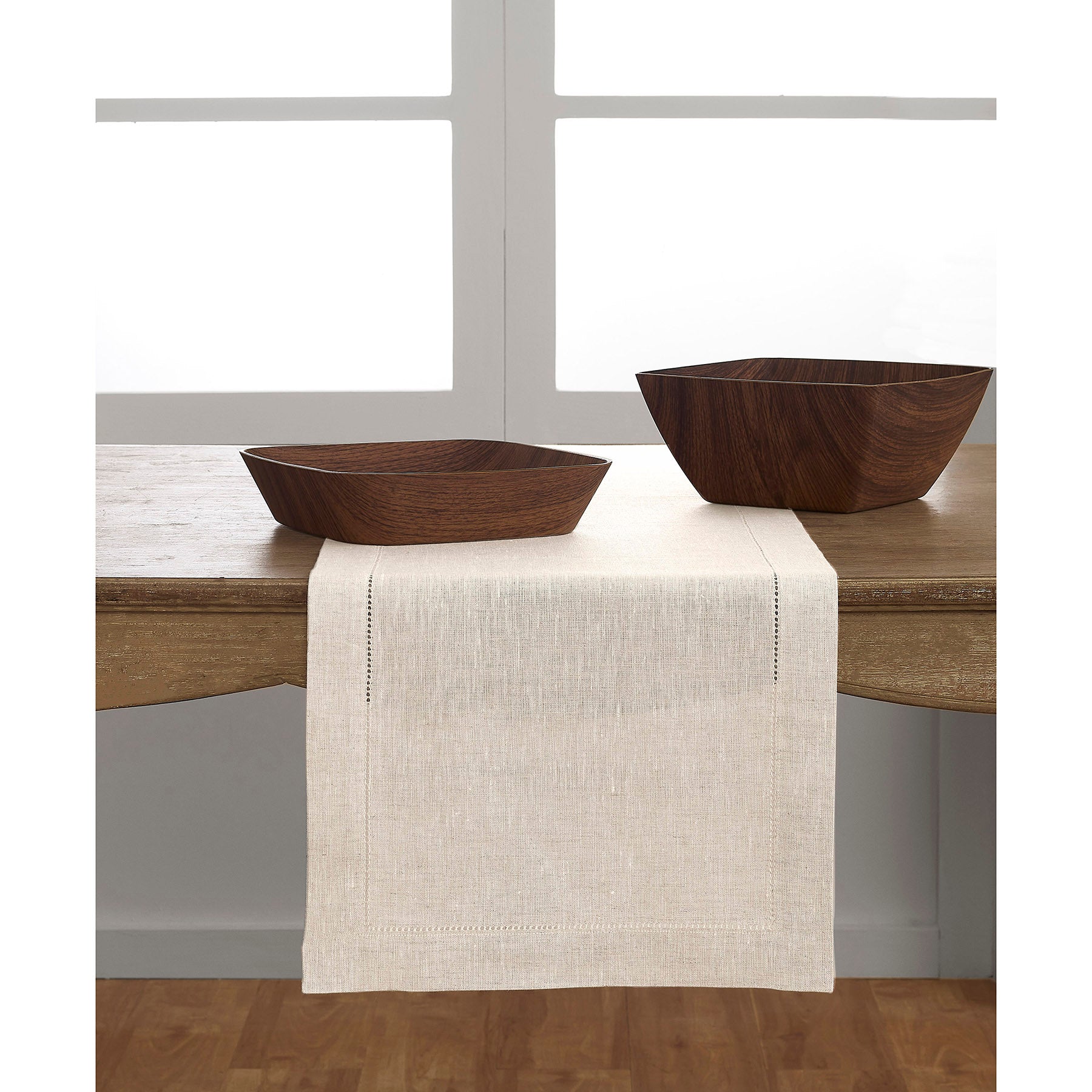 Classic Hemstitch Table Runner - 16 Inch & 18 Inch Wide Linen Tablecloth for Dining Room Decor, Wedding, Party & Holiday Table Setting