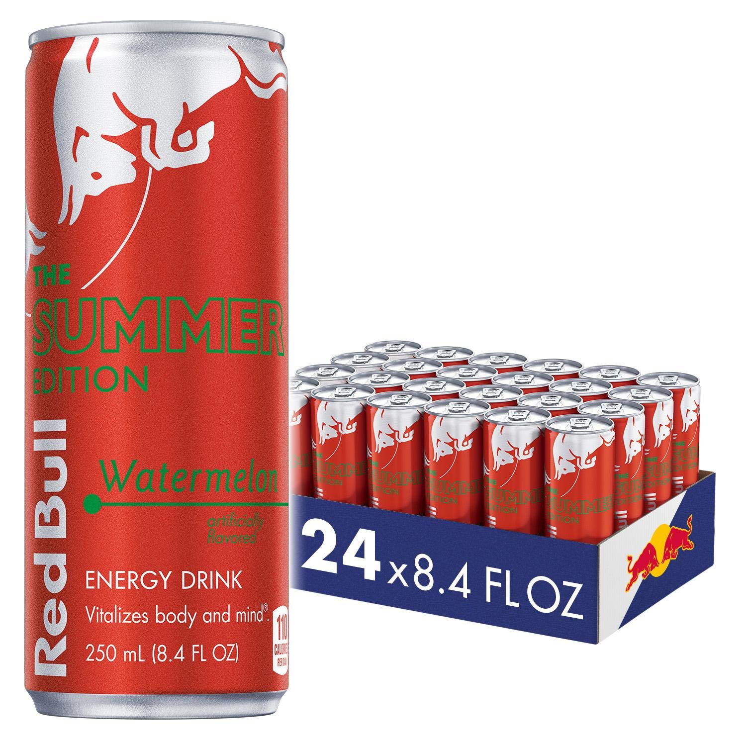 Red Bull Red Edition Watermelon & Sugar-Free Energy Drink Bundle - 24 Cans (8.4 Fl Oz Each) - Perfect for Workouts, Gaming & Late-Night Study Sessions