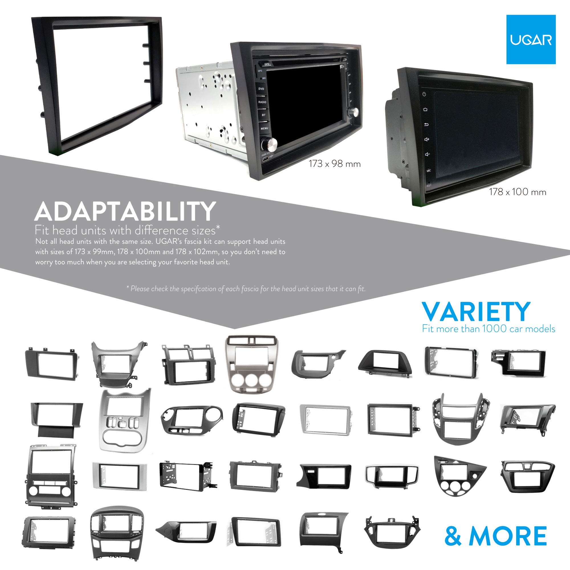 UGAR Car Radio Stereo Dash Installation Mount Kit Compatible with FORD Transit Connect & Tourneo Connect 2013+ - Perfect for DIY Car Audio Upgrades & Seamless Installation