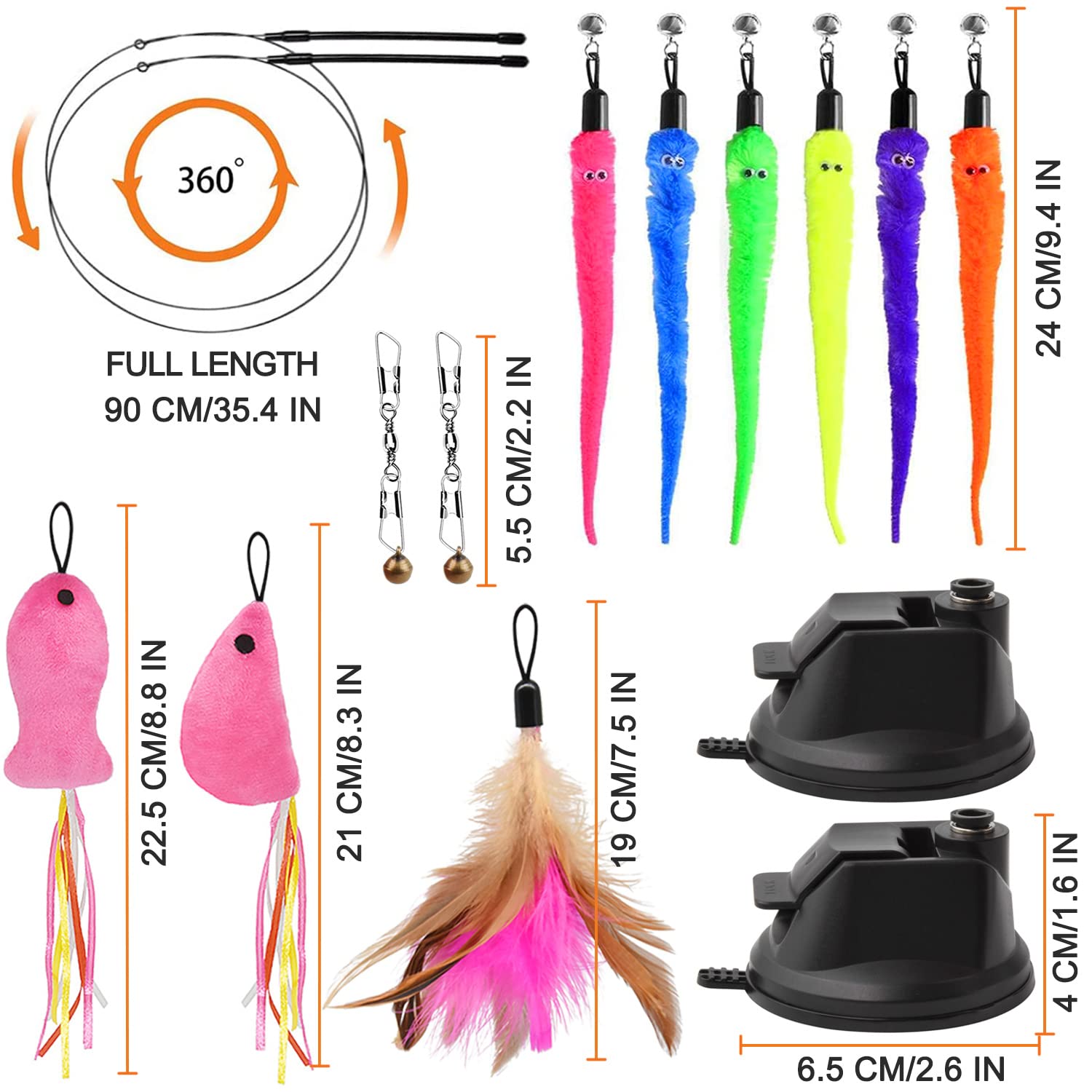 Interactive Cat Toys for Indoor Cats - Sticky Super Suction Cup Cat Teaser Wand - Keep Kittens Entertained & Active - Perfect for Playtime, Exercise & Bonding with Your Feline Friend