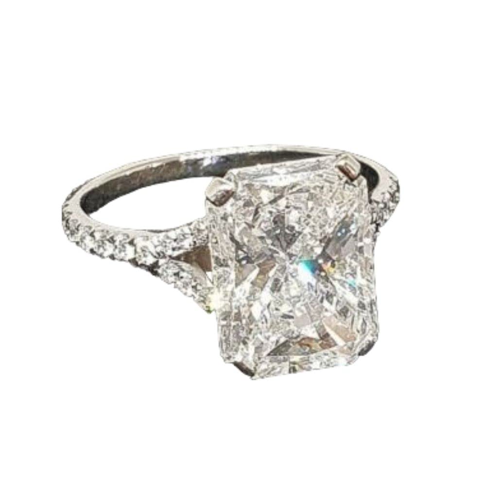 3 Ct Radiant Cut Diamond Engagement Ring for Women - 14K White Gold Plated 925 Sterling Silver Split Shank Wedding Band - Handmade Custom Anniversary Jewelry Gift for Her - Perfect for Proposals, Weddings & Special Occasions