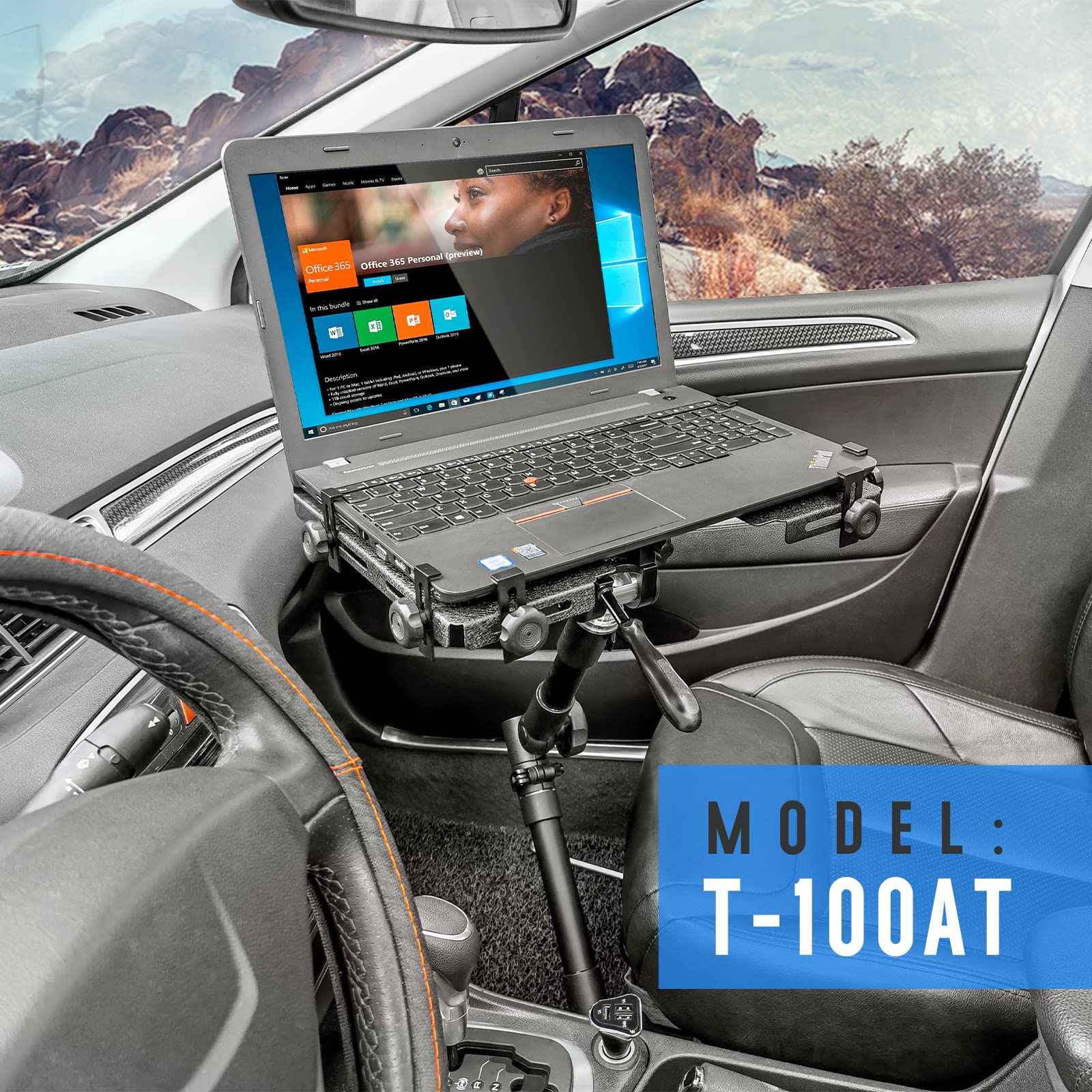 AA-Products T-100AT Aluminum Universal Laptop Mount Holder for Trucks, Vans, Cars & SUVs - Secure In-Vehicle Computer Stand for Work or Travel