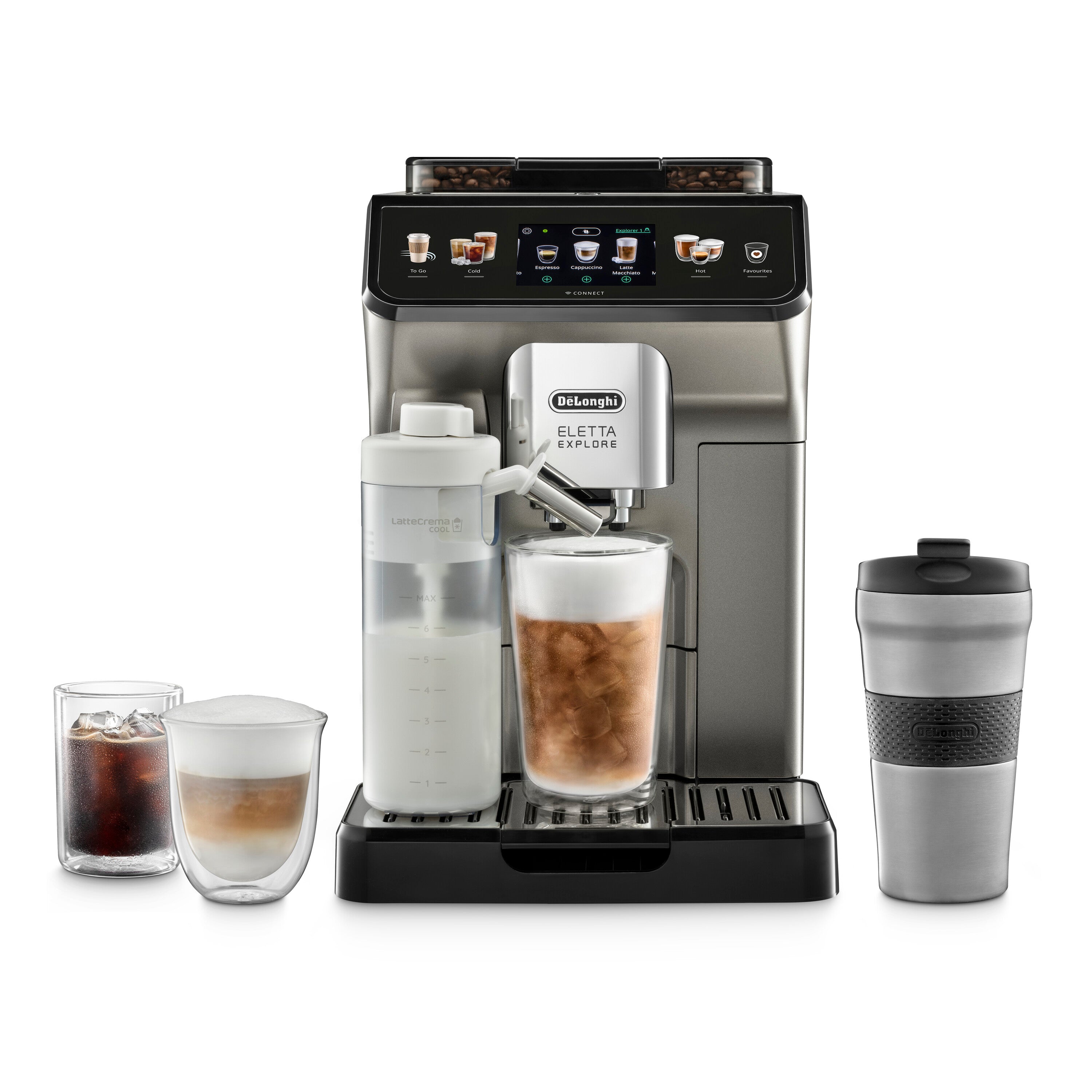 De'Longhi ECAM450.86.T Eletta Explore Automatic Espresso Coffee Machine with Built-in Grinder - Perfect for Home, Office & Coffee Lovers