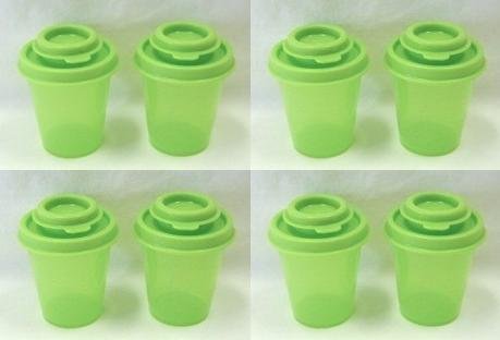 Premium Tupperware 4-Piece Salt and Pepper Shaker Set - Airtight Kitchen Storage - Perfect for Dining Table, Picnics, and Camping (Green, New)