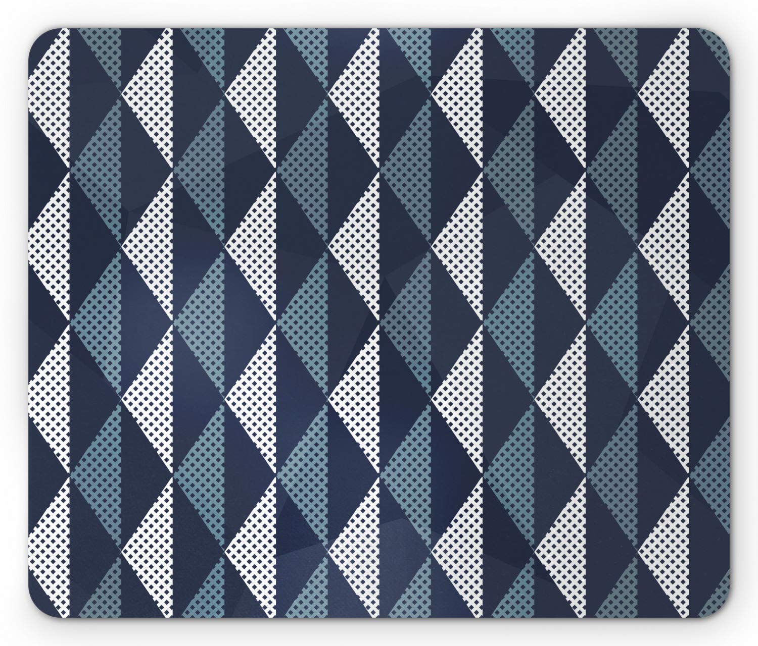Ambesonne Geometric Mouse Pad - Non-Slip Rubber Gaming Mousepad with Abstract Rhombus Dot Design, Standard Size (Blue Grey Dark Blue White) - Perfect for Office, Home & Computer Workstations