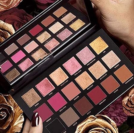 SUNISA Rose Gold Eyeshadow Palette - Matte & Shimmer Eyeshadows (10g) with 6 Makeup Blender Puffs & 7-Piece Black Makeup Brush Set | Perfect for Professional Makeup Artists and Everyday Beauty Looks