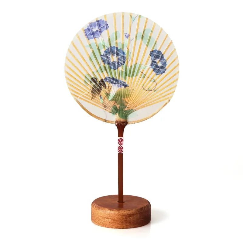 Japanese Mizu Uchiwa Water Fan - Handmade Morning Glory Design Traditional Paper Fan for Summer Cooling, Home Decor & Cultural Events
