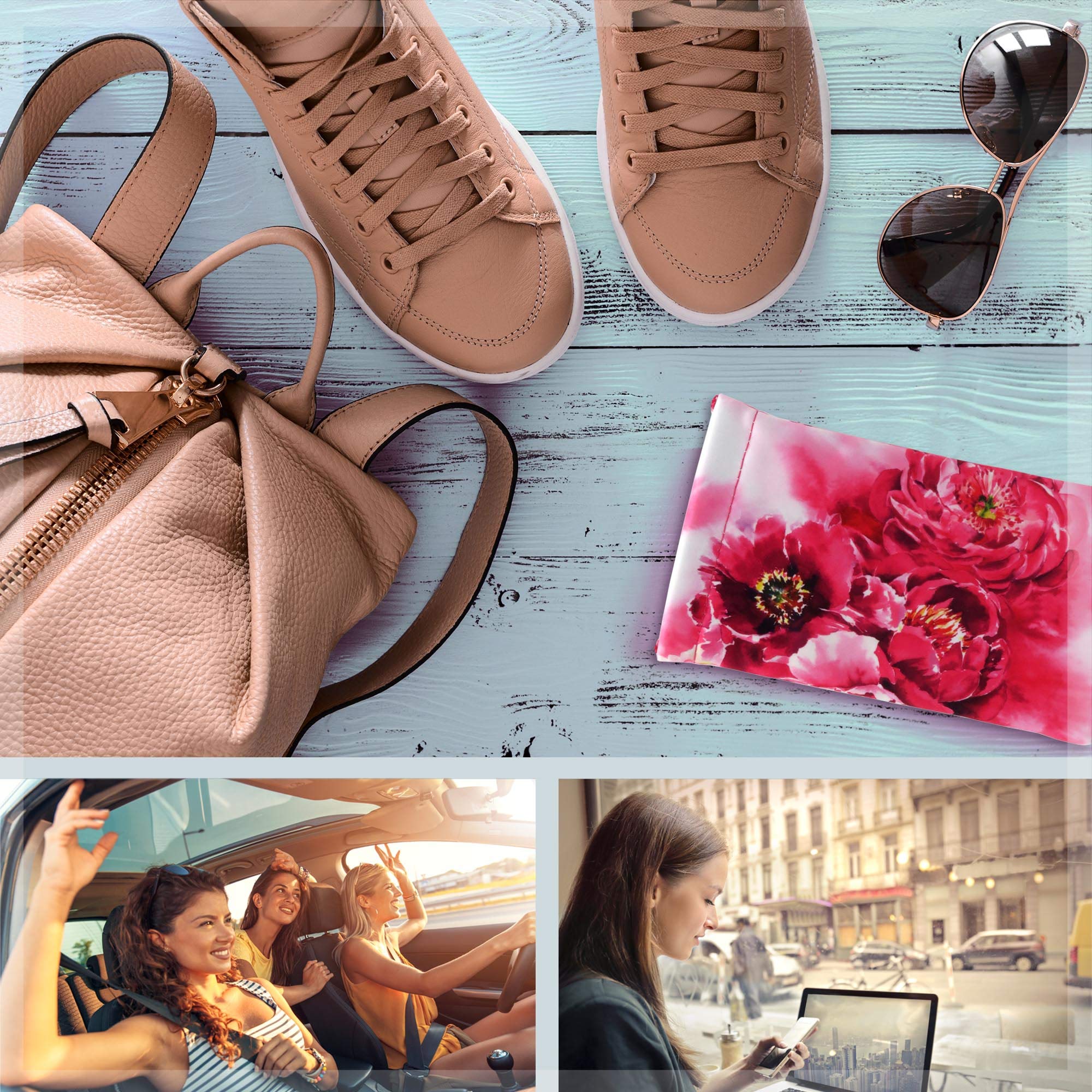 Soft Sunglasses Case with Squeeze Top - Large Glasses Holder Pouch, Lightweight Eyeglass Case with Extra Layers for Travel, Gym & Everyday Protection