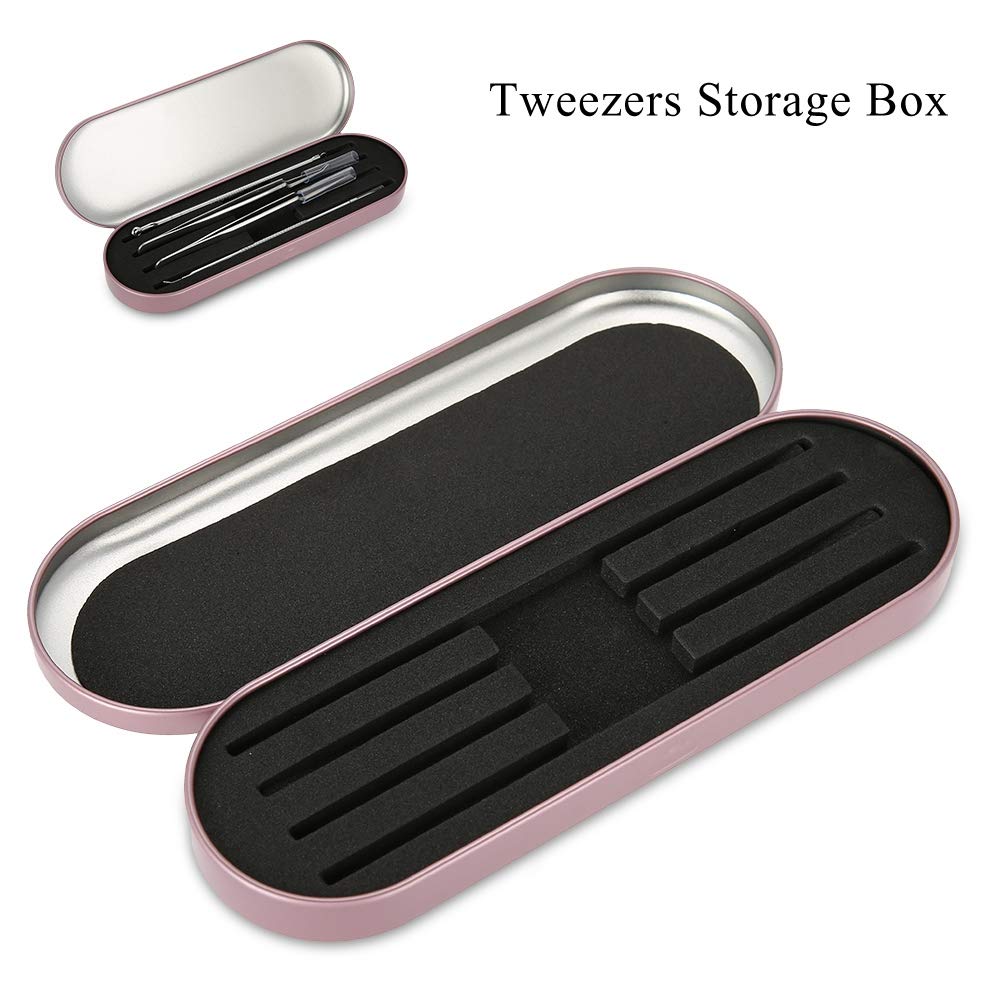 Professional Eyelash Extension Tweezers Storage Box - Rose Red Makeup Tool Organizer Case for Salon, Beauty & Travel Use