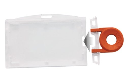 Clear Horizontal Locking Plastic Card Holder - Secure ID Badge Holder for Work, School & Events | Universal Key Sold Separately | Durable & Professional Accessory for Employees, Students & Security Personnel