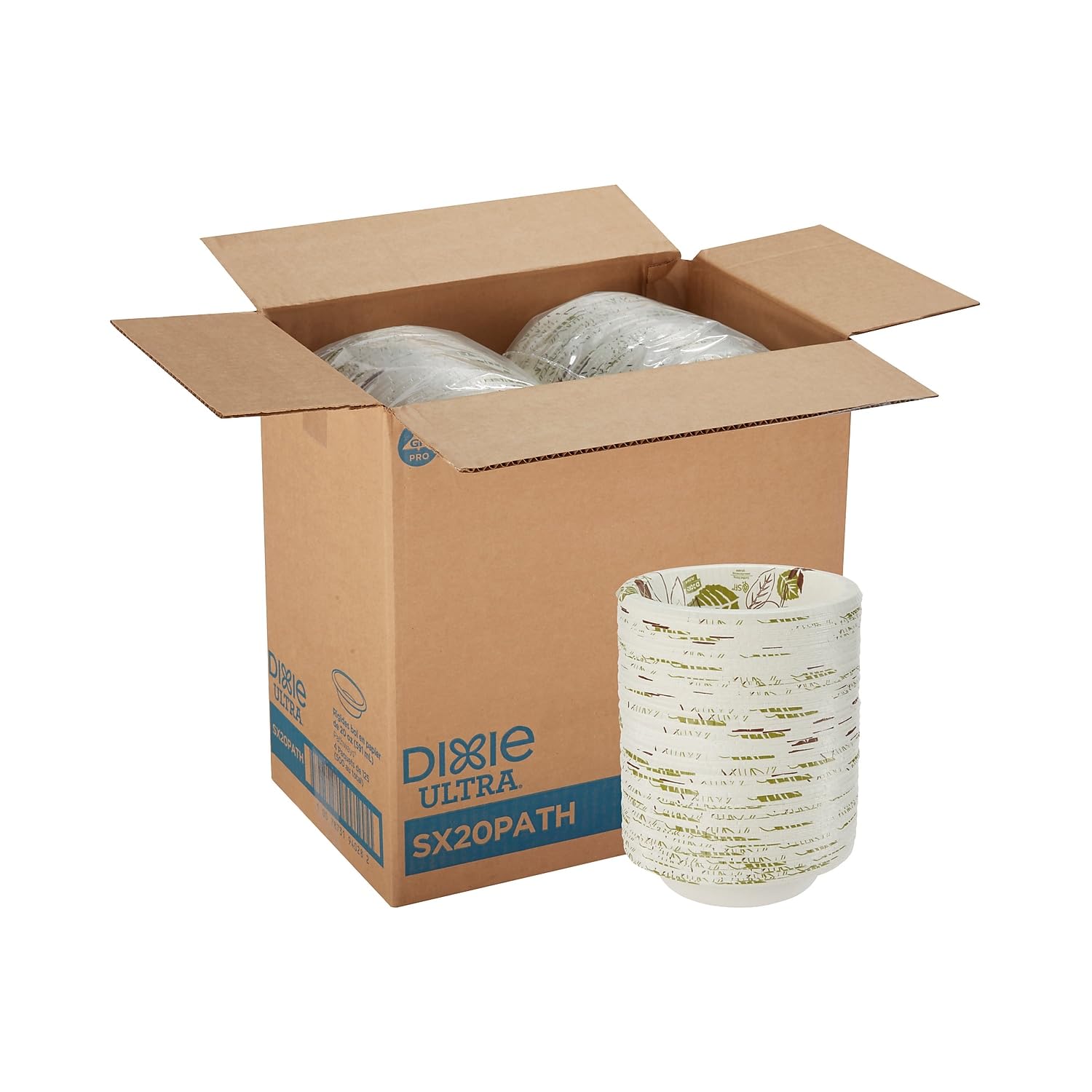 Dixie Ultra SX20PATH Heavyweight Paper Bowls - 20oz, 500 Count (Green/Burgundy) | Eco-Friendly Disposable Bowls for Parties, Picnics & Catering