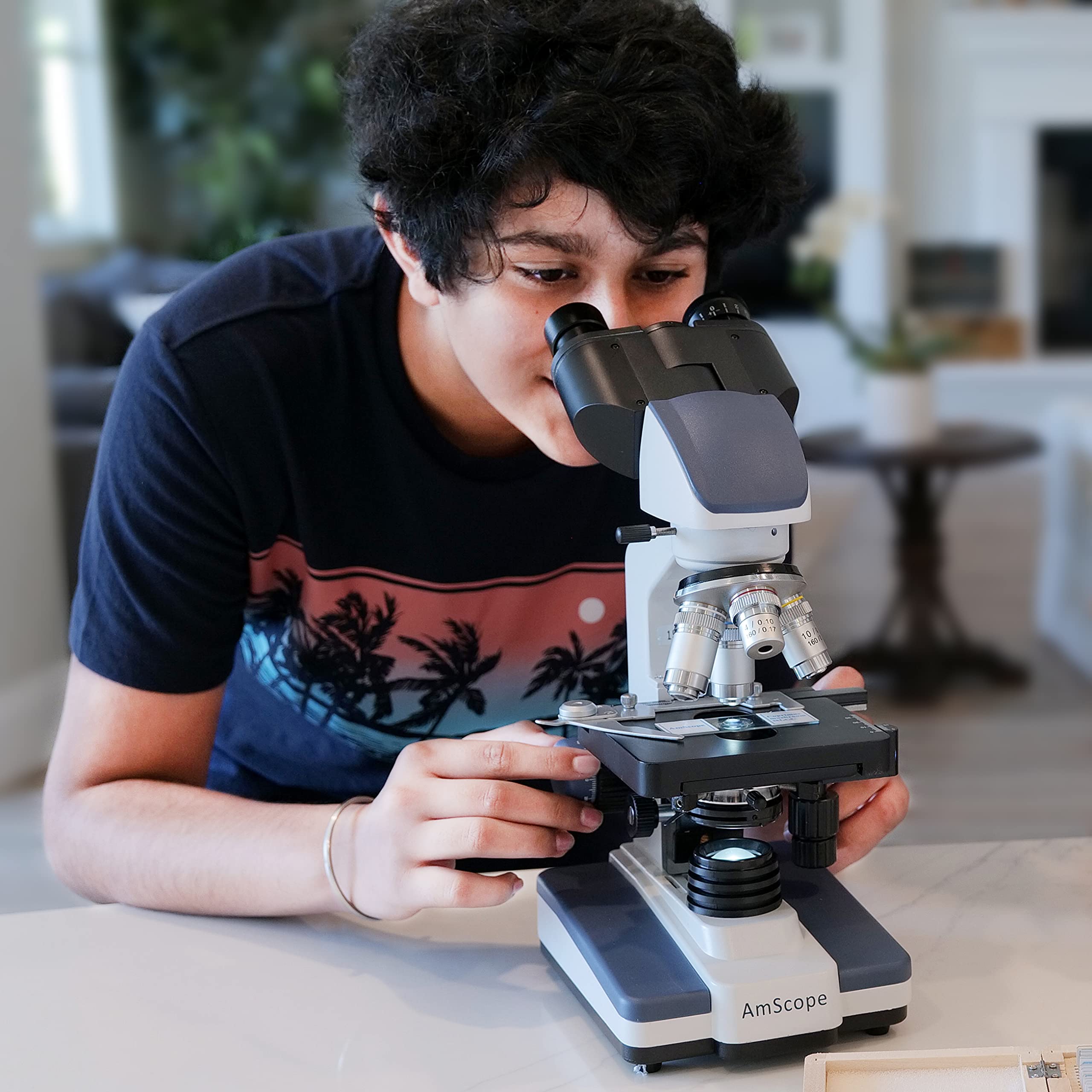 AmScope B120C-E1 40X-2500X LED Digital Binocular Compound Microscope with 3D Stage & 1.3MP USB Camera - Ideal for Lab Research, Classroom Education, and Scientific Exploration