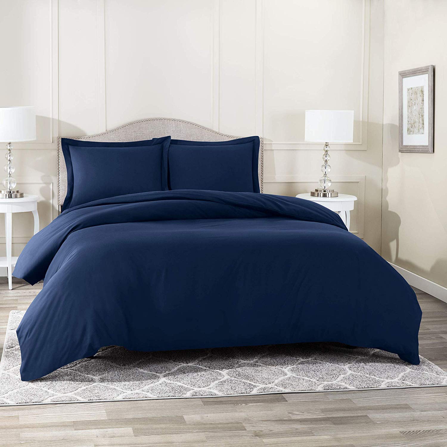 Premium 400 GSM Organic Cotton Duvet Cover & Comforter Set - Navy Blue King Size (2-Piece) | Ultra-Soft, Hypoallergenic Bedding for Luxurious Sleep & Cozy Nights