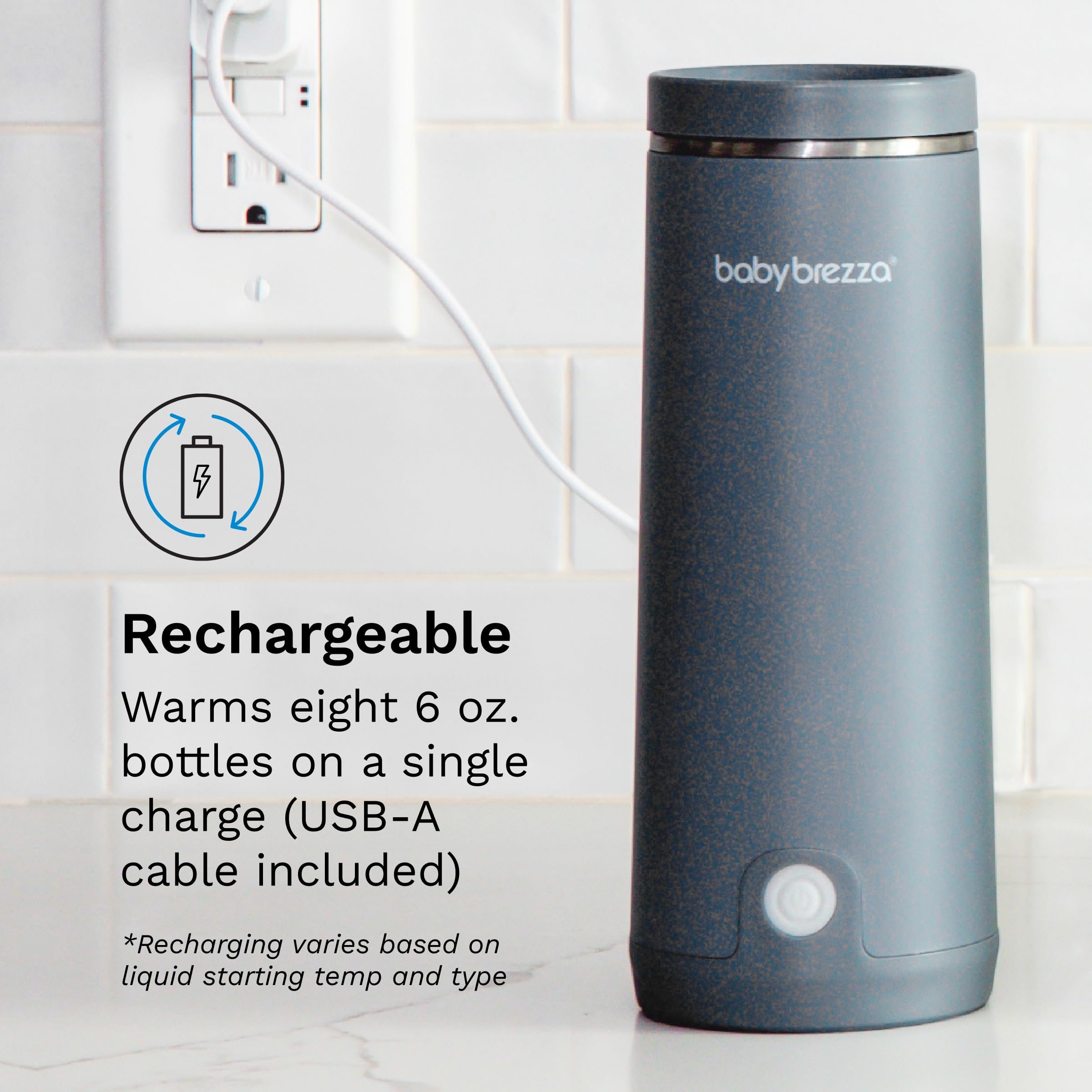Baby Brezza Superfast Portable Baby Bottle Warmer - 50% Faster Heating for Breastmilk & Formula - Safe Even Warming Up to 9oz - No Adapters Needed - Compact Travel Design (Black) - Perfect for On-the-Go Parents, Daycare, and Traveling with Baby