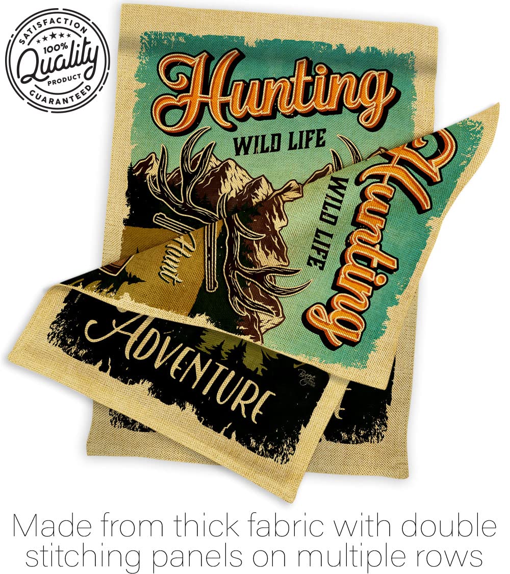 Wildlife Adventure Burlap House Flag Set - Double-Sided Outdoor Decor with Deer, Bear & Wolf Designs - Nature & Farm Animal Banner for Garden, Yard & Patio - Made in USA - Perfect for Country Homes, Cabin Decor & Nature Lovers