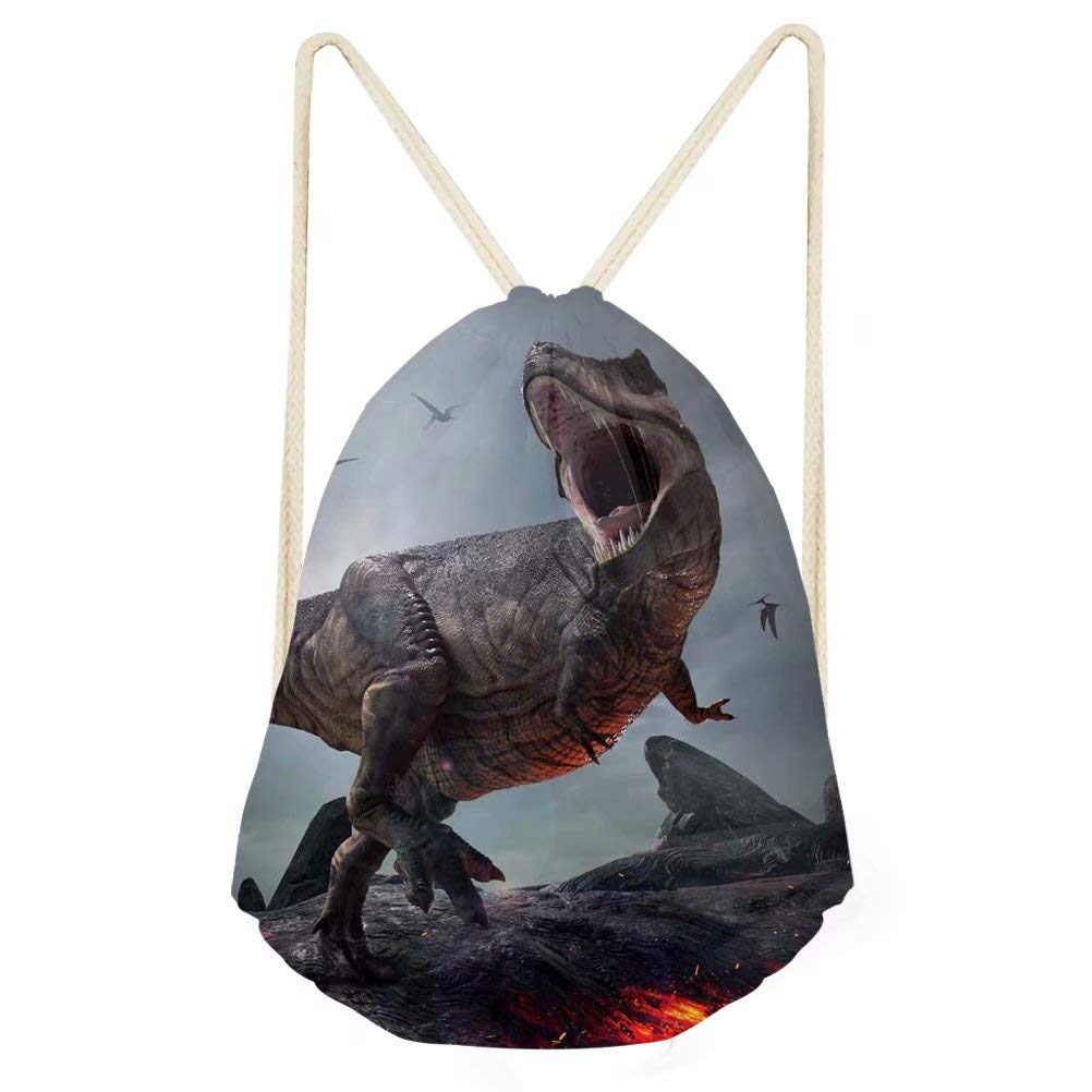 Dinosaur Drawstring Backpack for Kids - Animal Themed Party Favors, Sports Team & Gym Bags - Perfect for School, Travel & Birthday Gifts