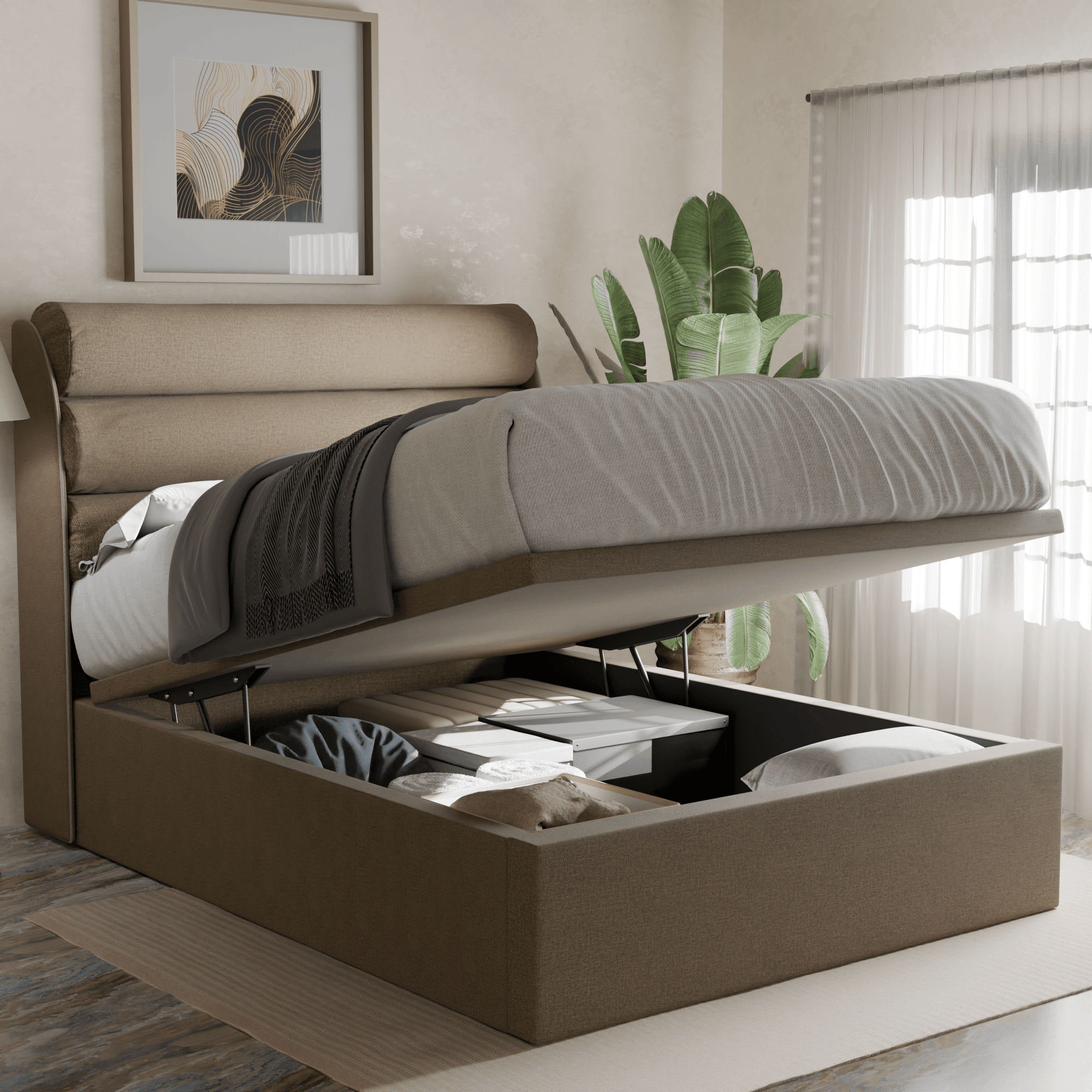 Gobbee Waterproof Fabric Storage Bed with Underbed Drawers - Perfect for Small Spaces, Dorm Rooms & Guest Bedrooms