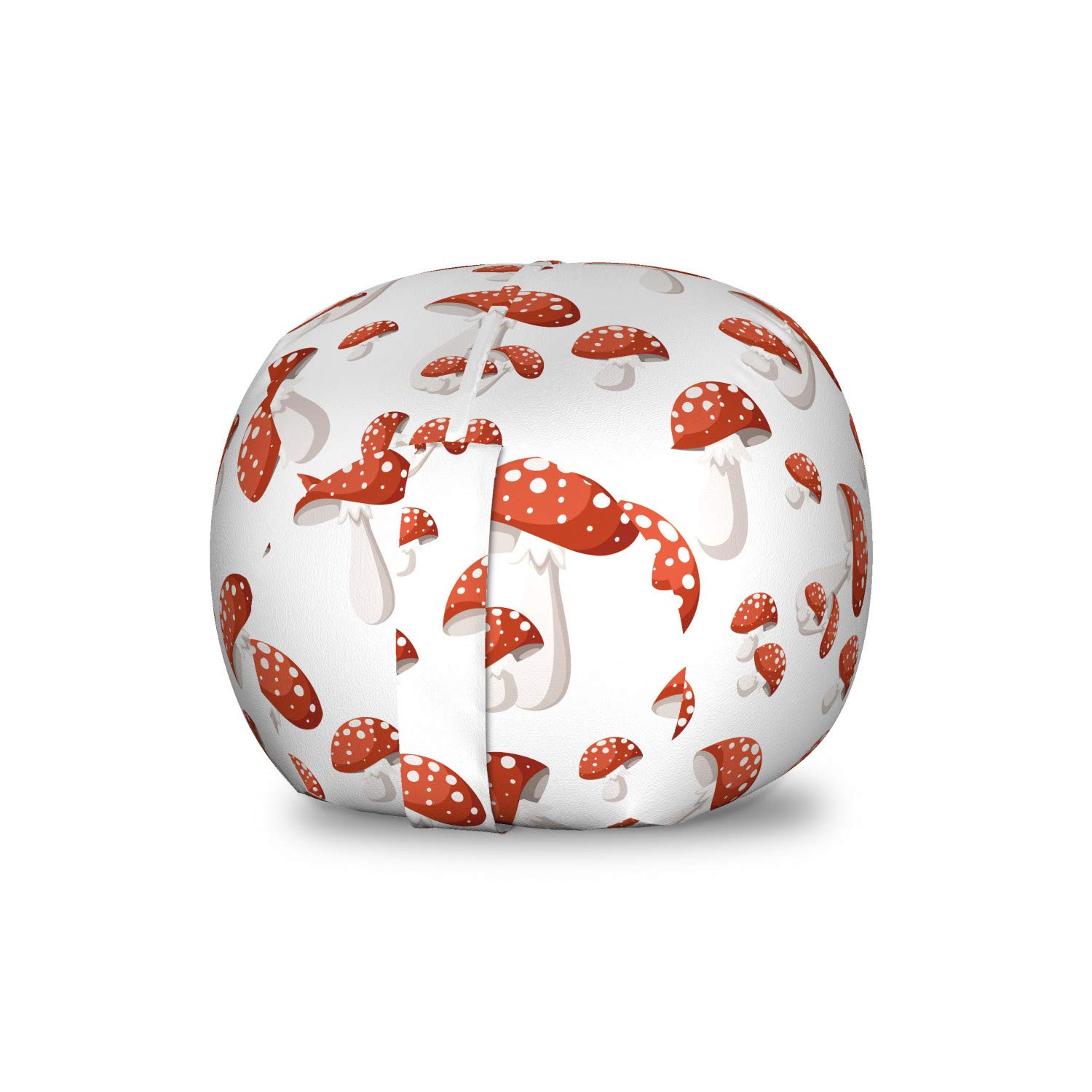 Ambesonne Cartoon Amanita Muscaria Mushroom Toy Storage Bag Chair - Small Washable Stuffed Animal Organizer in Rust Orange - Perfect for Kids' Room, Playroom & Nursery Organization
