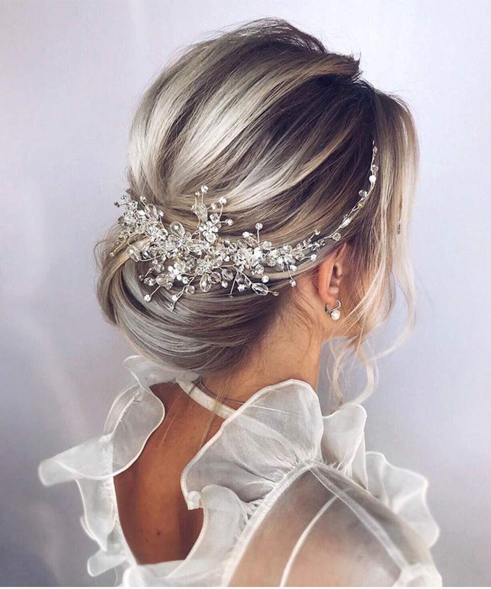 Denifery Makeup Crystal Bridal Hair Comb - Silver Wedding Hair Accessories for Brides, Bridesmaids & Prom | Perfect for Weddings, Formal Events & Special Occasions