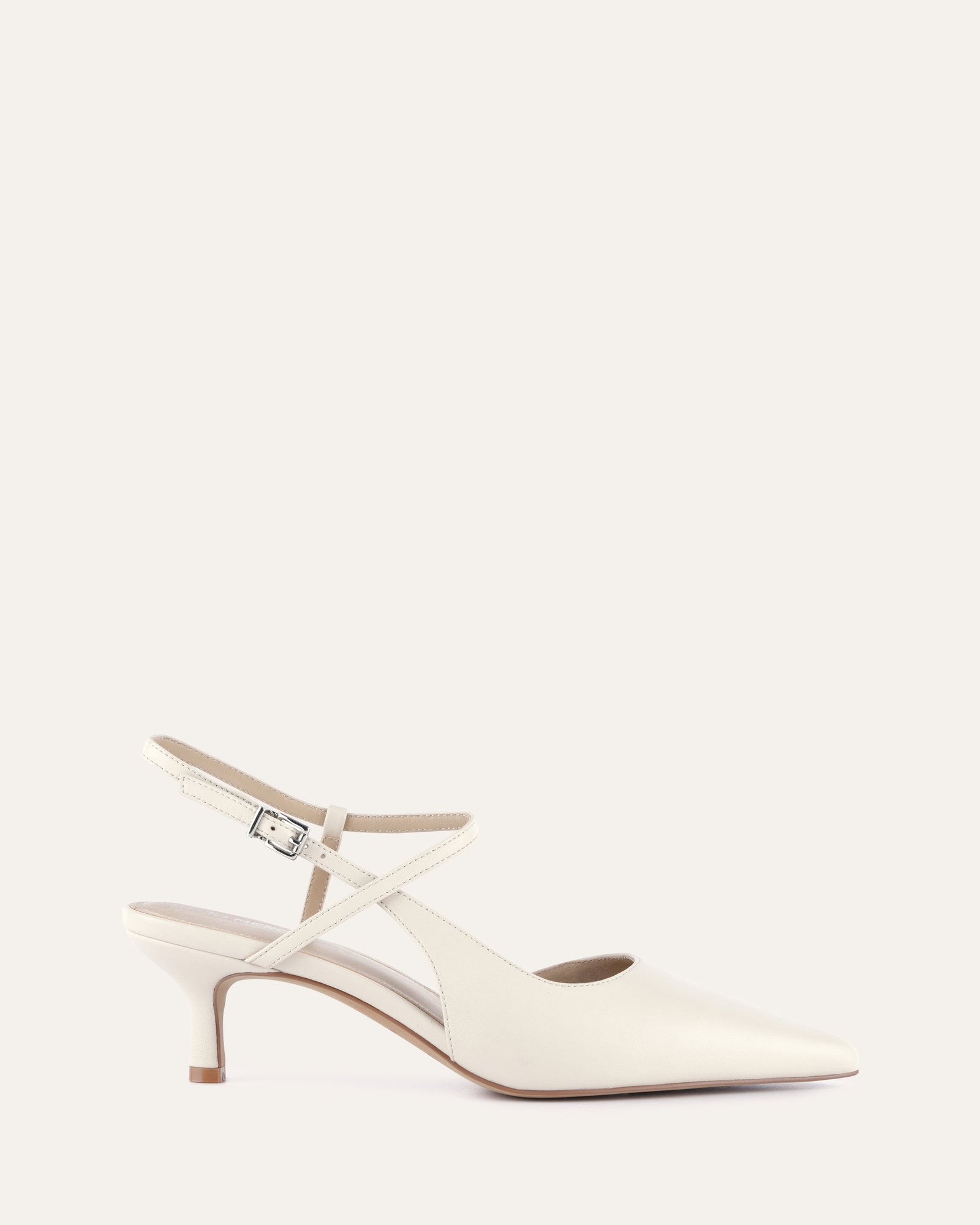 Ricki Women's Mid Heel Pumps - Off White Genuine Leather Dress Shoes for Work, Party & Wedding