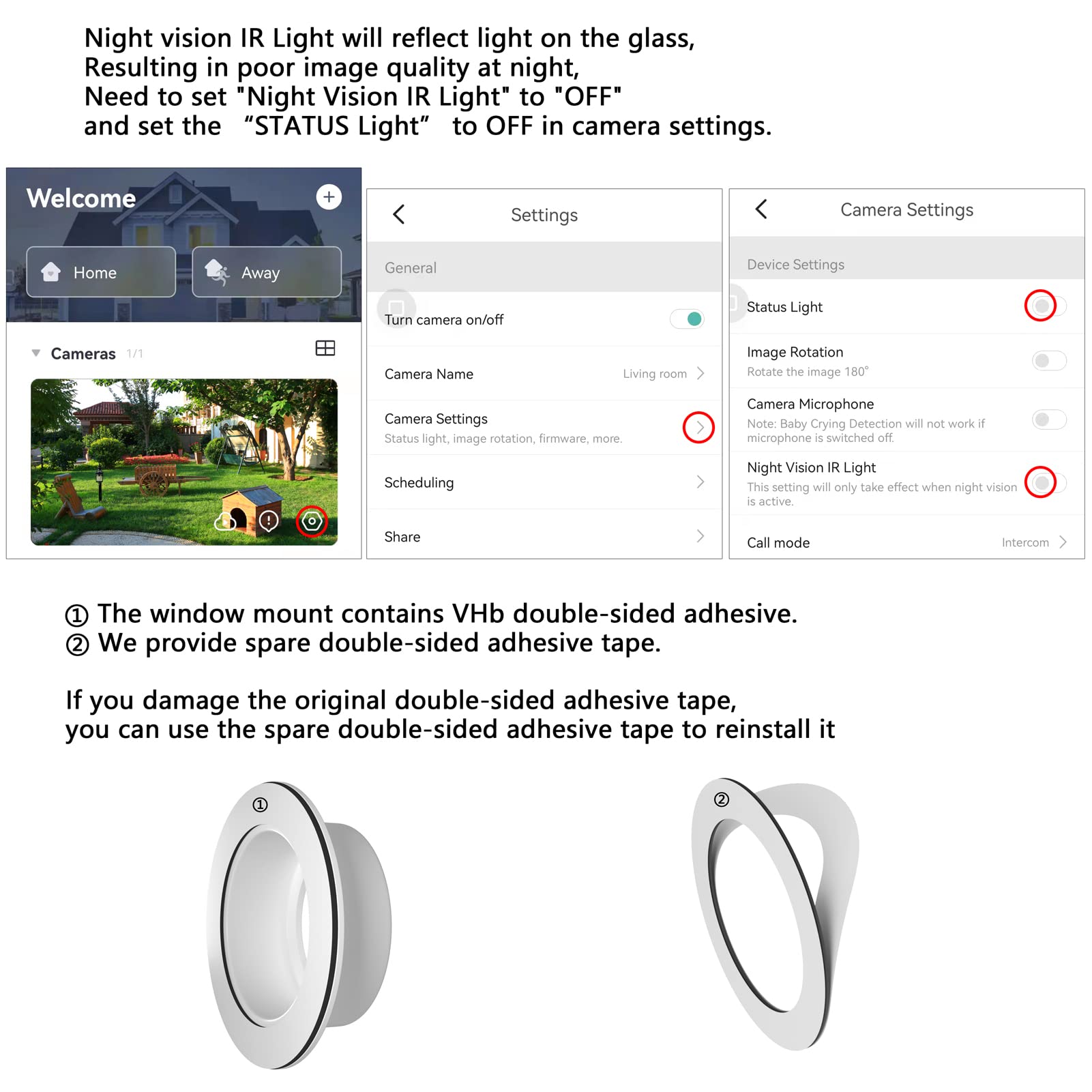 Window Mount for Yi Smart Home Camera - 2 Pack, No Indoor Reflections, Through Window Use - Perfect for Home Security, Baby Monitoring & Pet Watching