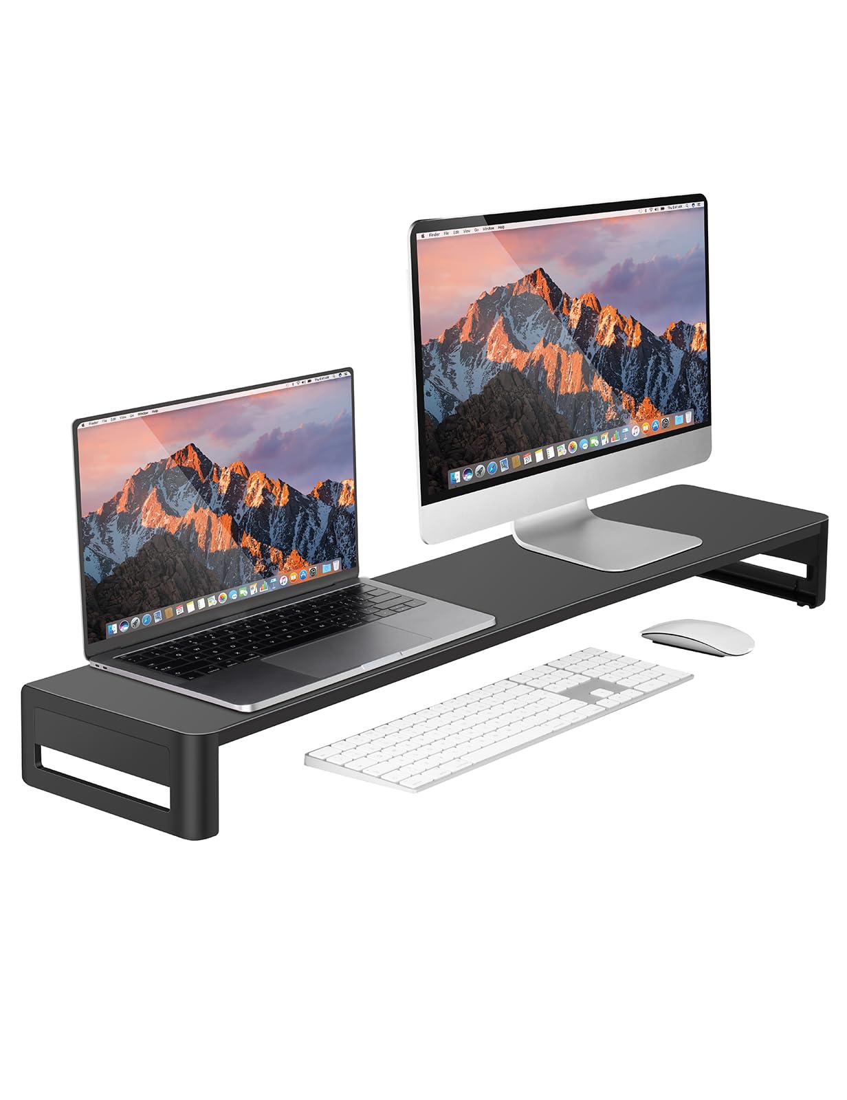 VAYDEER Dual Aluminum Monitor Stand Riser - Heavy Duty & Sturdy Laptop/Computer/TV/Printer Stand with Cable Management - Perfect for Home Office, Gaming Setup & Workspace Organization
