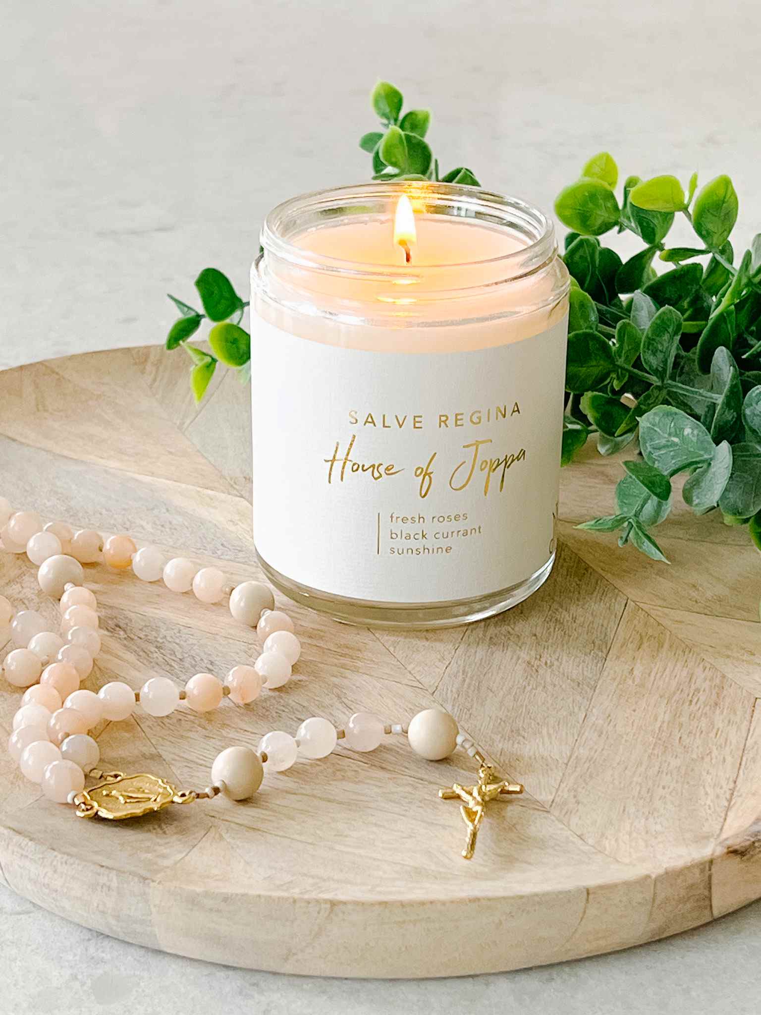 Salve Regina Candle - Fresh Roses, Black Currant & Sunshine Scented Soy Wax Candle for Home Decor, Relaxation & Prayer | Perfect for Bedroom, Bathroom & Meditation Spaces