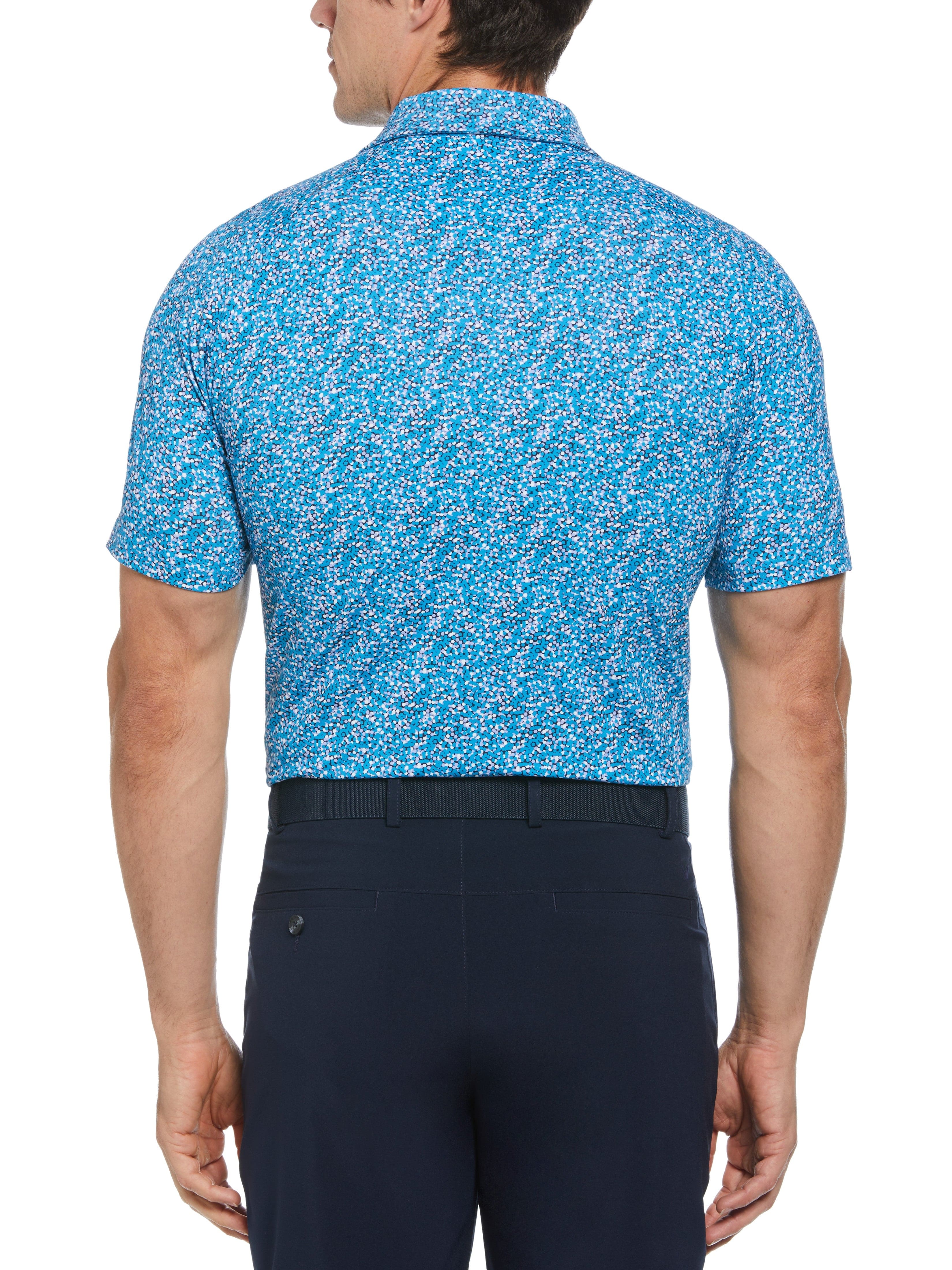 Men's Stylish Hexagon Confetti Print Golf Polo Shirt - Breathable Performance Tee for Golf, Casual Wear & Outdoor Activities