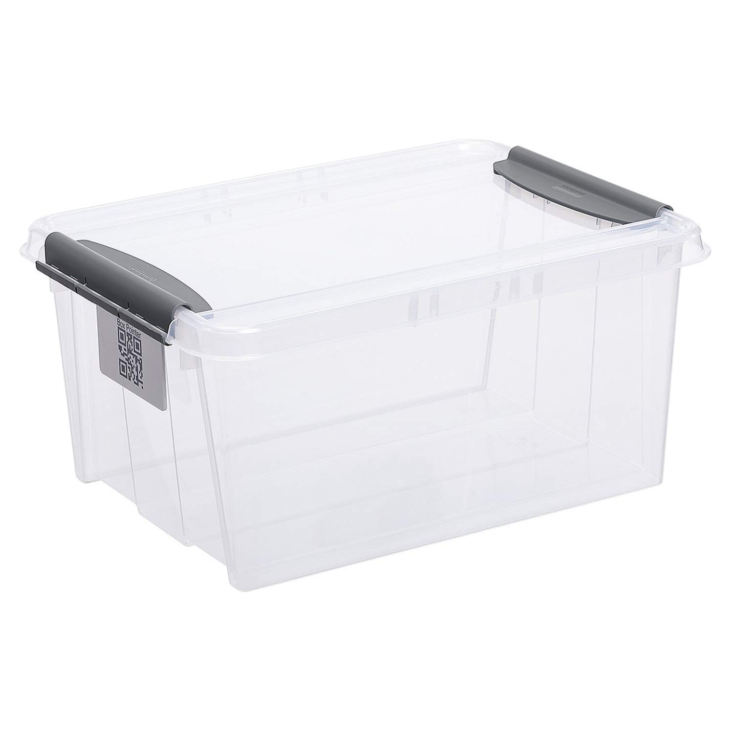 Stackable 14L Clear Plastic Storage Box with Lid & QR Code Label - Perfect for Home Organization, Office Supplies, and Retail Inventory Management